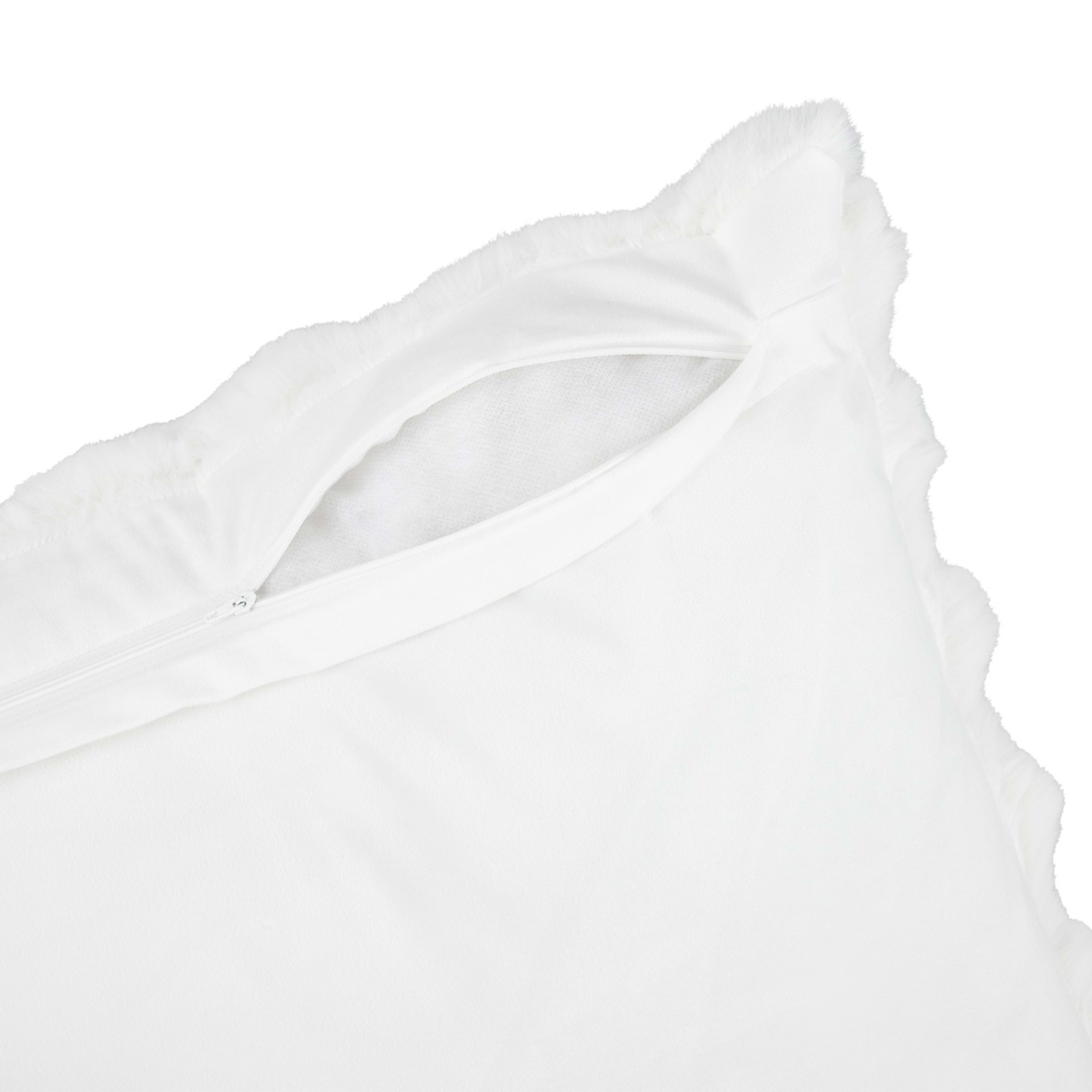 4 60cm Wave Faux Fur Cushion - White, 4 of 4