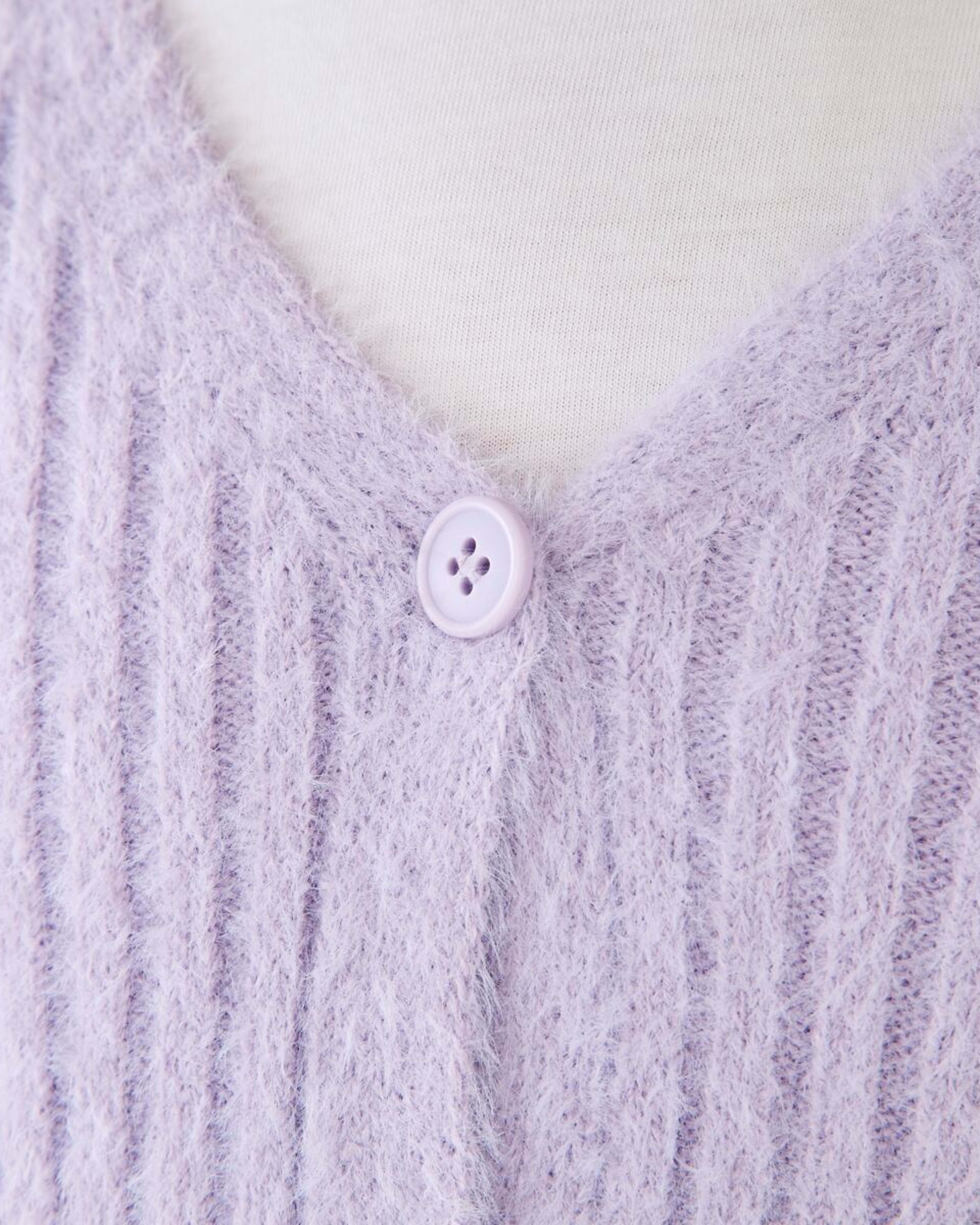 4 Crop Rib Cardigan Pst Purple, 4 of 9
