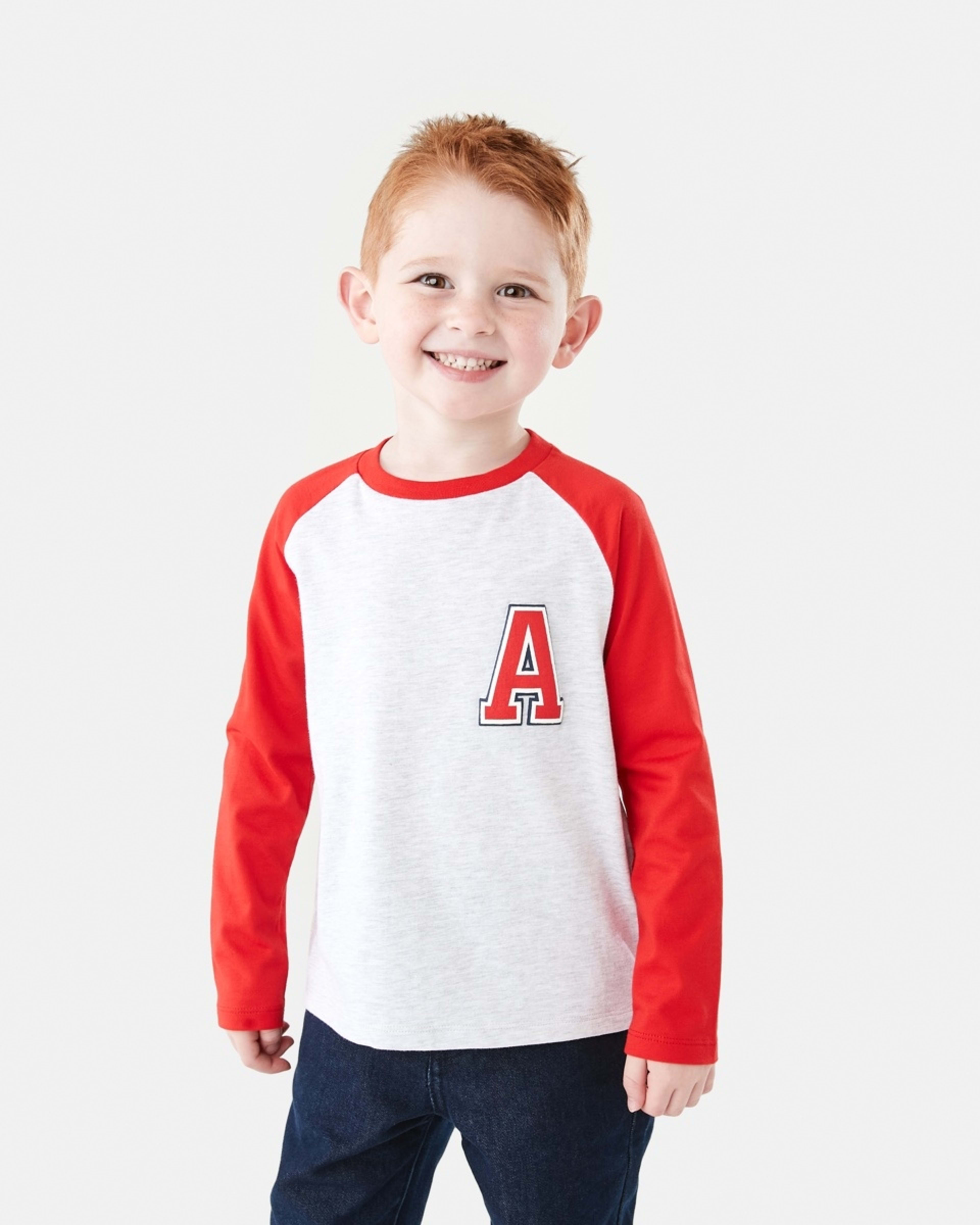 1 Printed Raglan Long Sleeve T-shirt Marl Ateam, 1 of 9