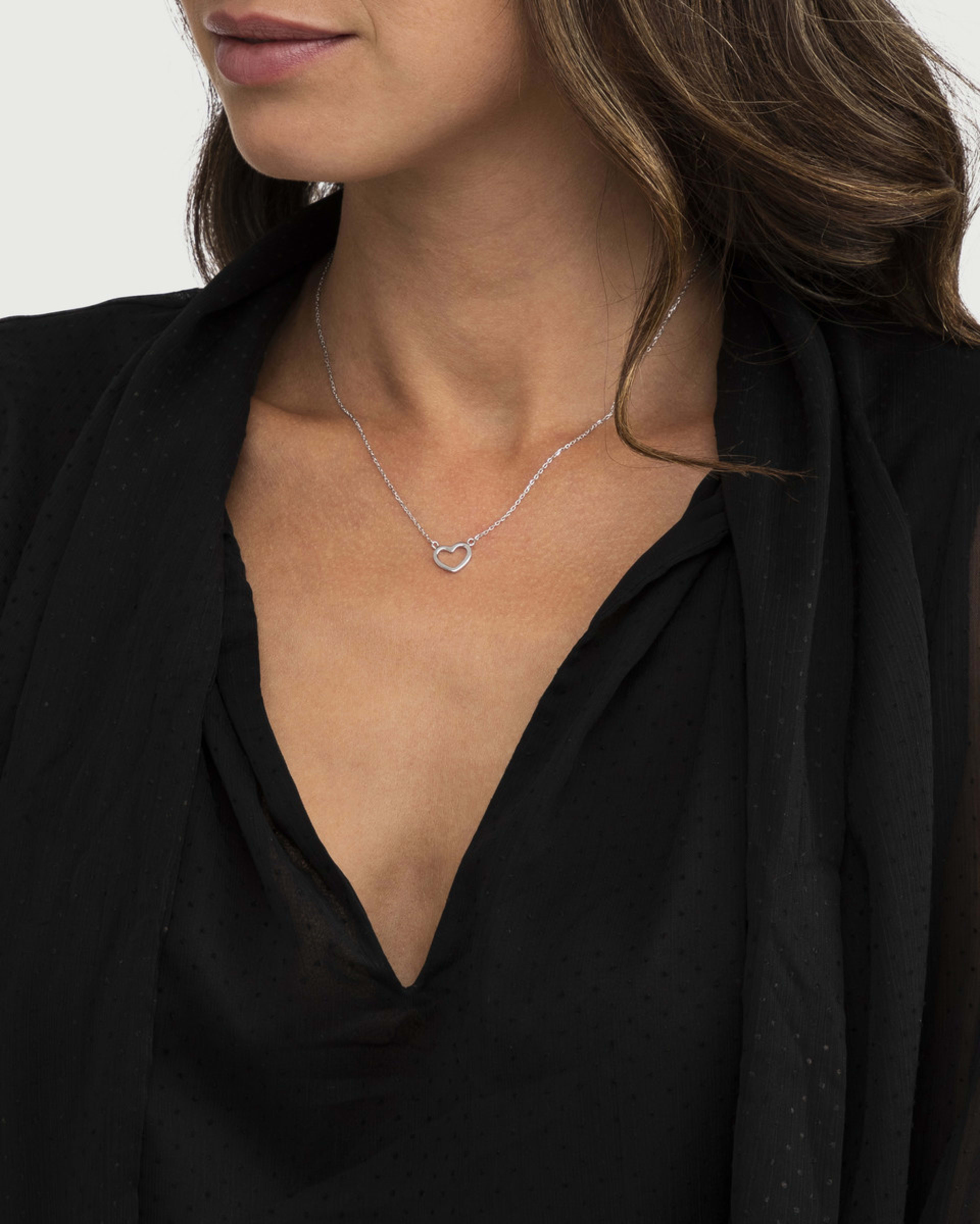 3 Sterling Silver Heart Necklace Silver, 3 of 4