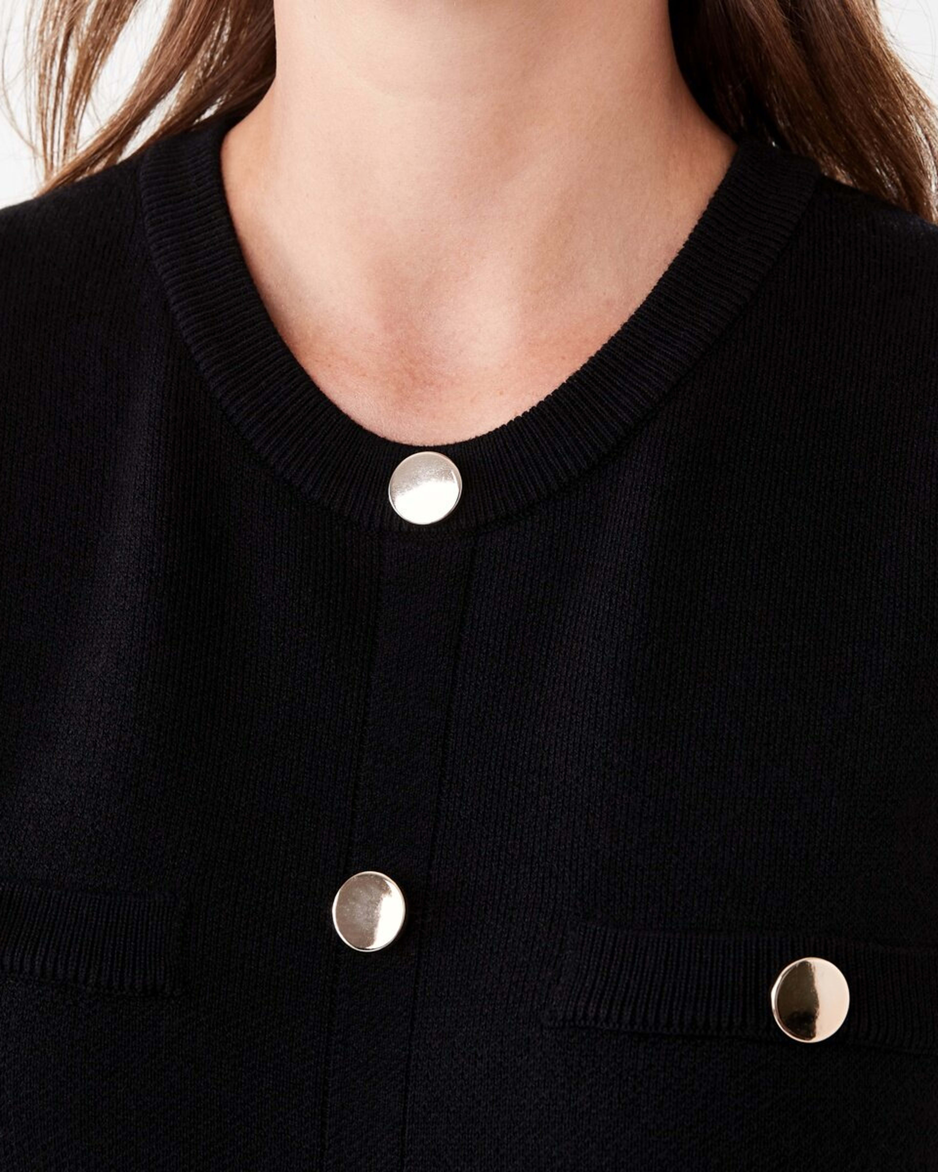 5 Sleeveless Button Knit Mini Dress Black, 5 of 8