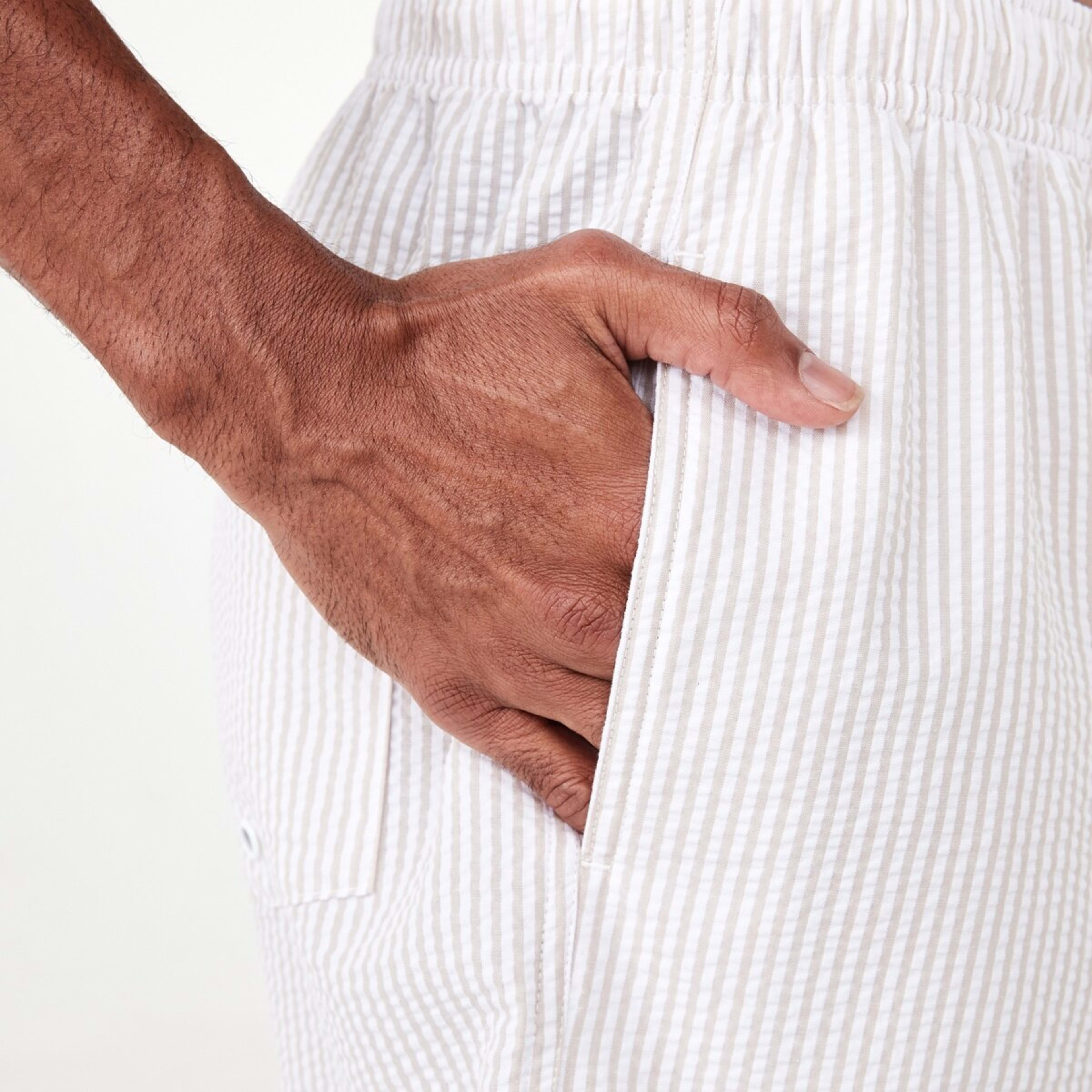 5 Seersucker Boardshorts Beige Stripe, 5 of 7