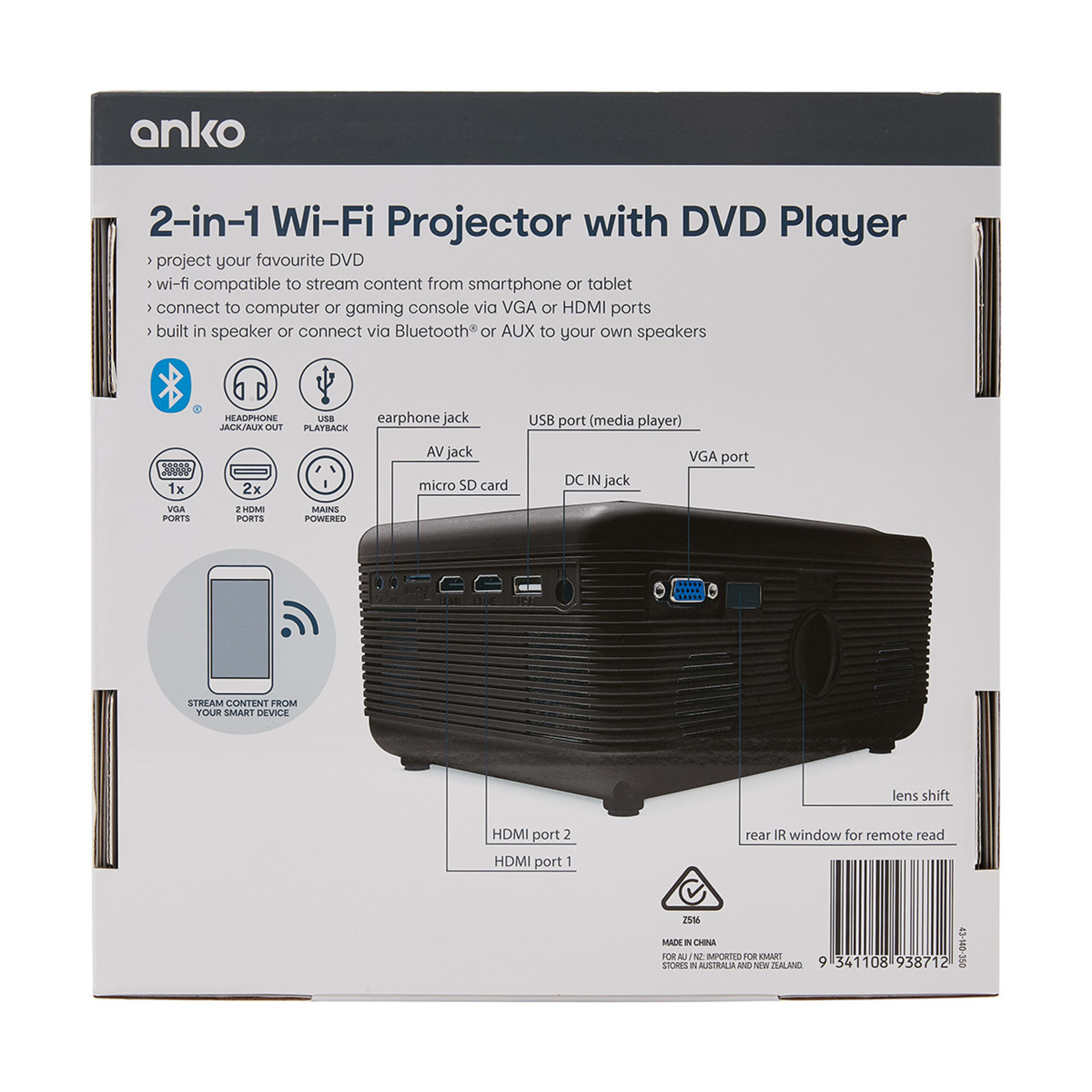 10 2-in-1 Wi-Fi Projector with DVD Player, 10 of 10