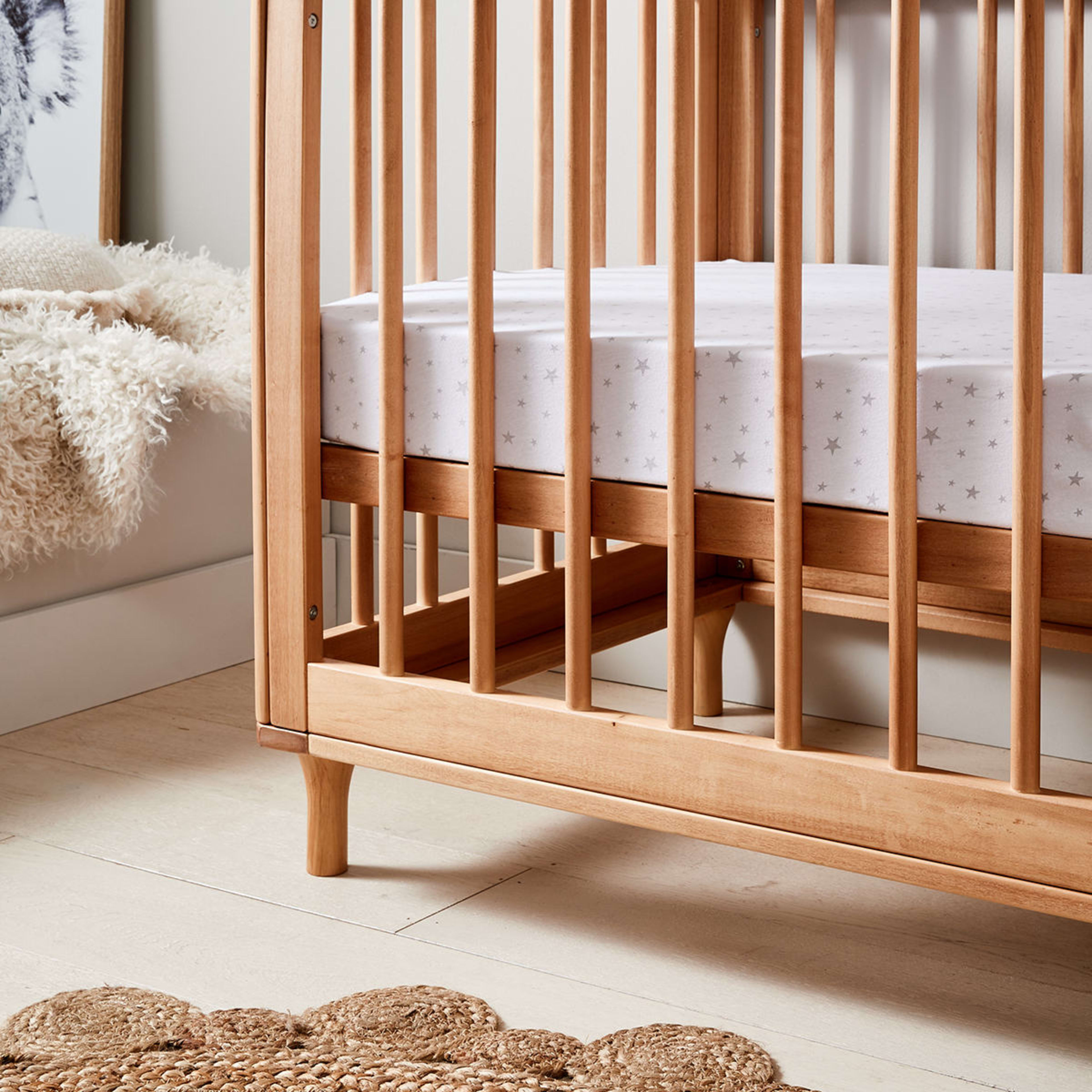 Wooden Cot in Oak Colour Kmart