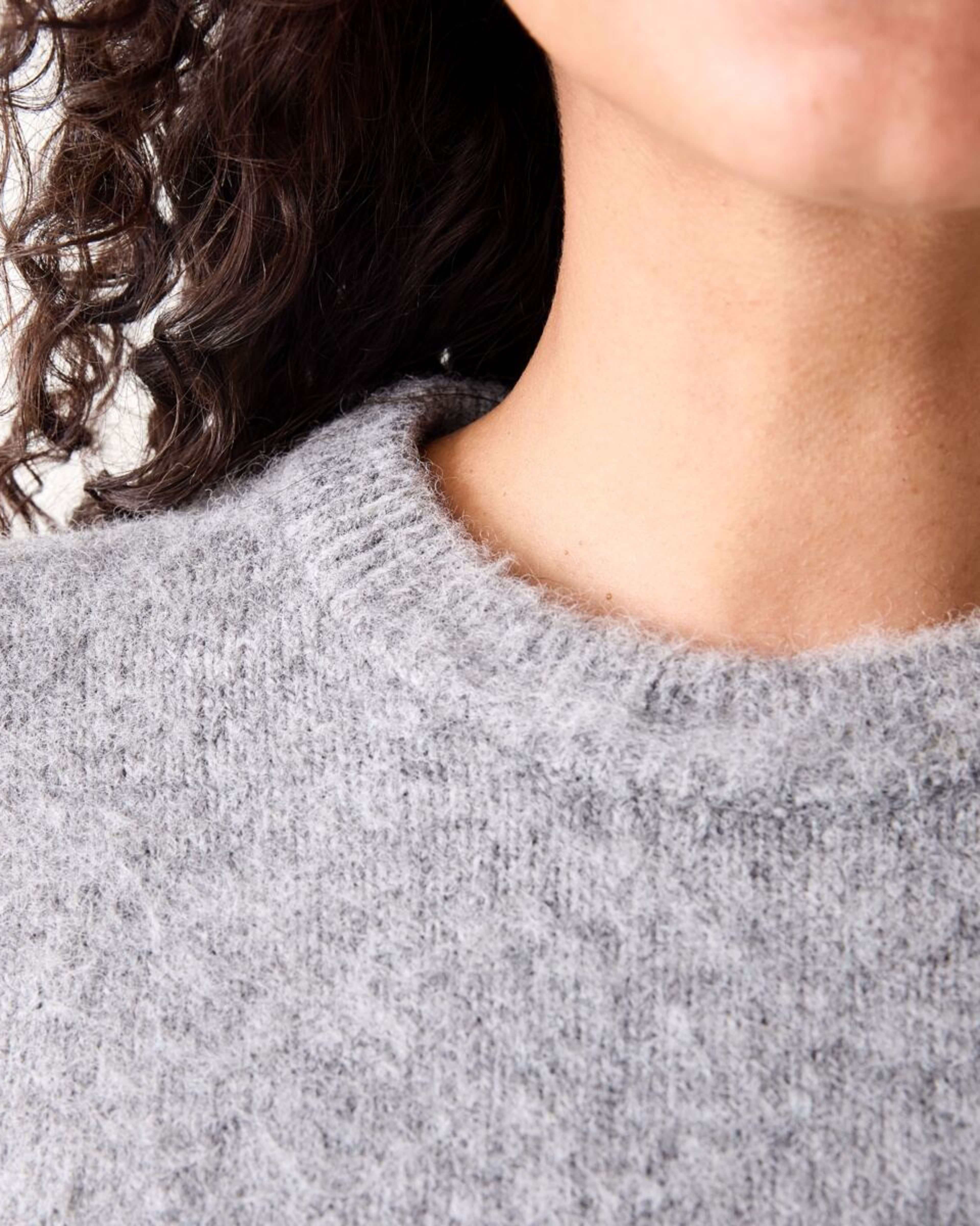 6 Short Sleeve Fluffy Knit Jumper Grey Marle, 6 of 10