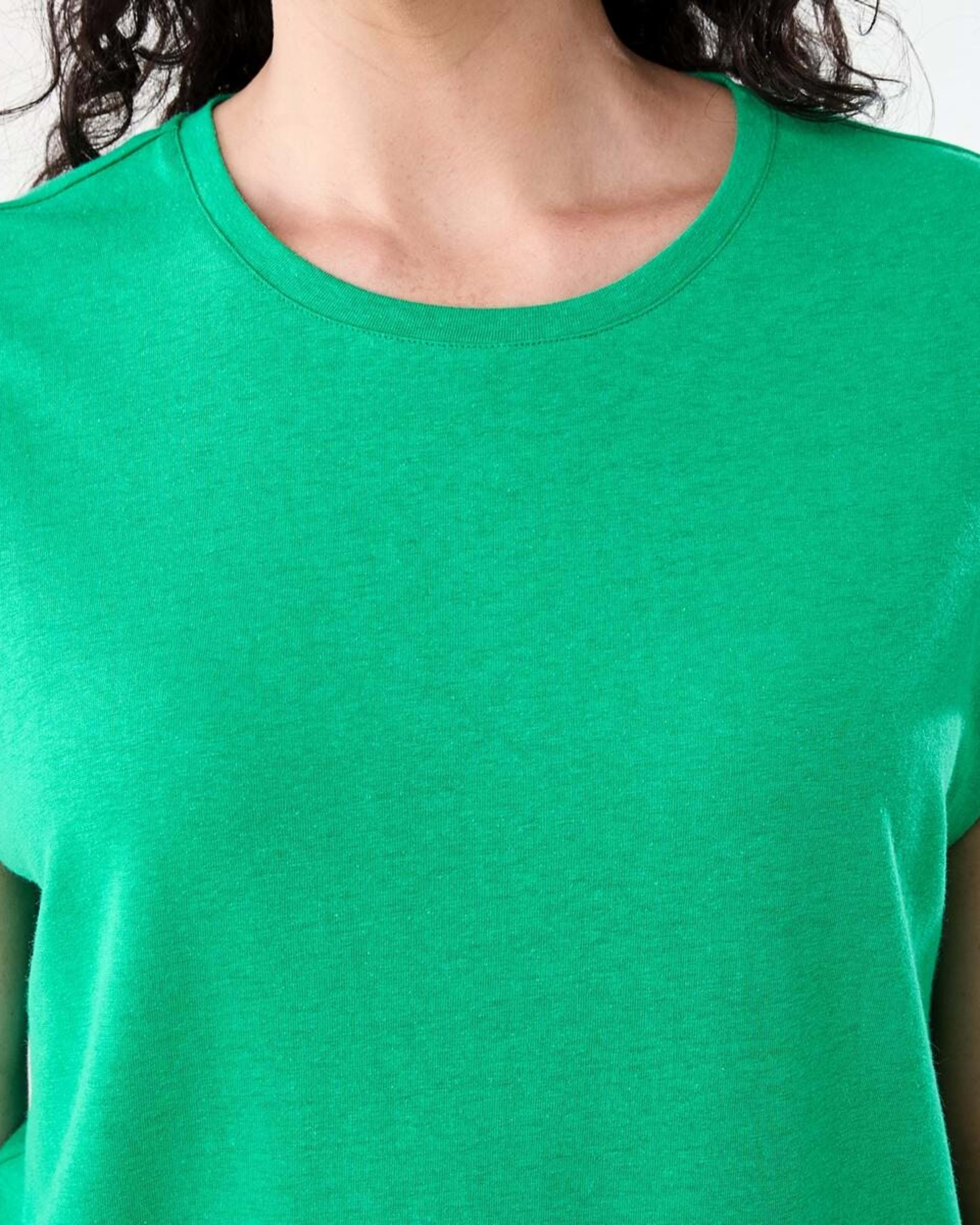 5 Short Sleeve Linen Blend Extended Sleeve Top SIMPLY GREEN, 5 of 6