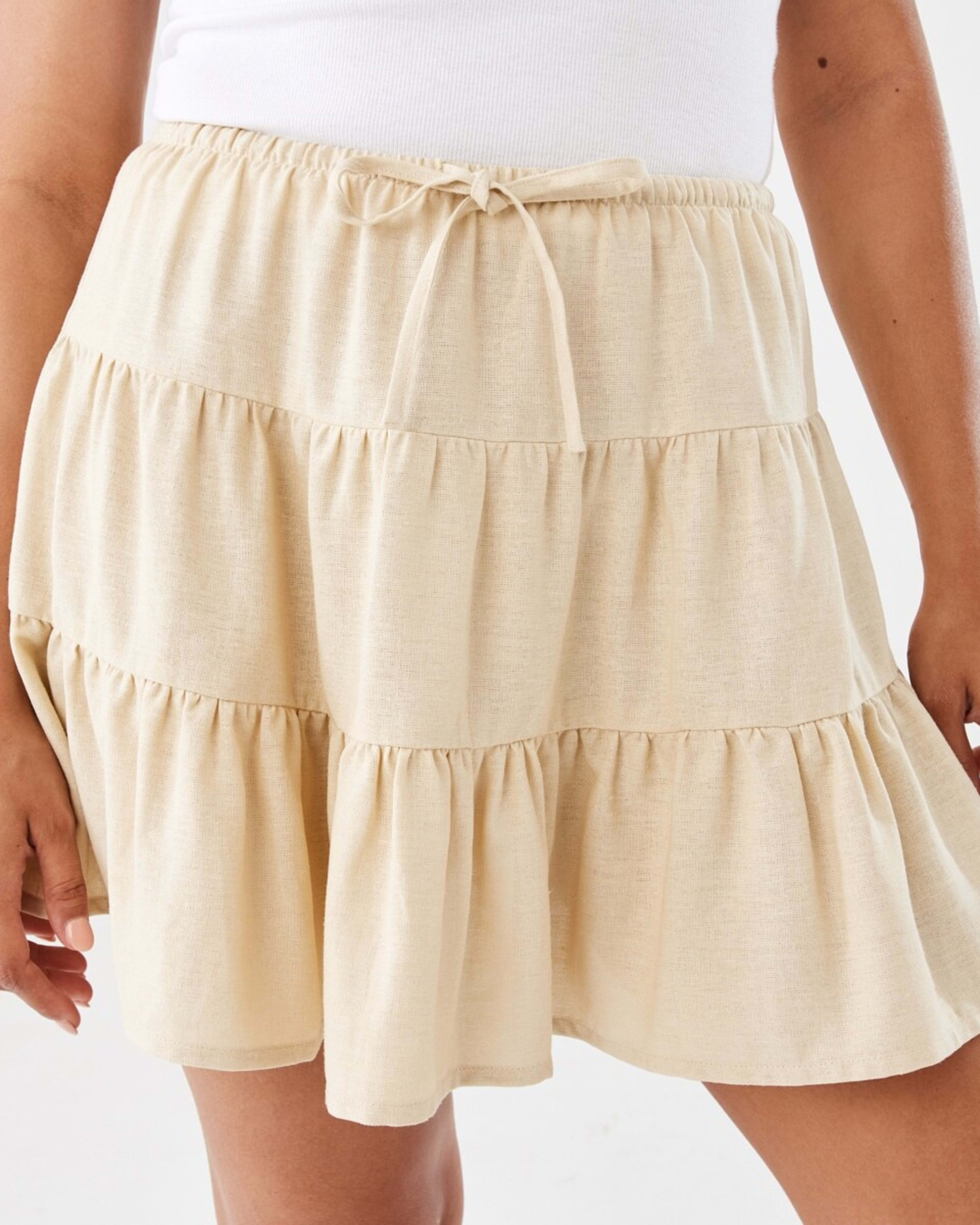 1 Tiered Mini Skirt Ylw Straw, 1 of 7