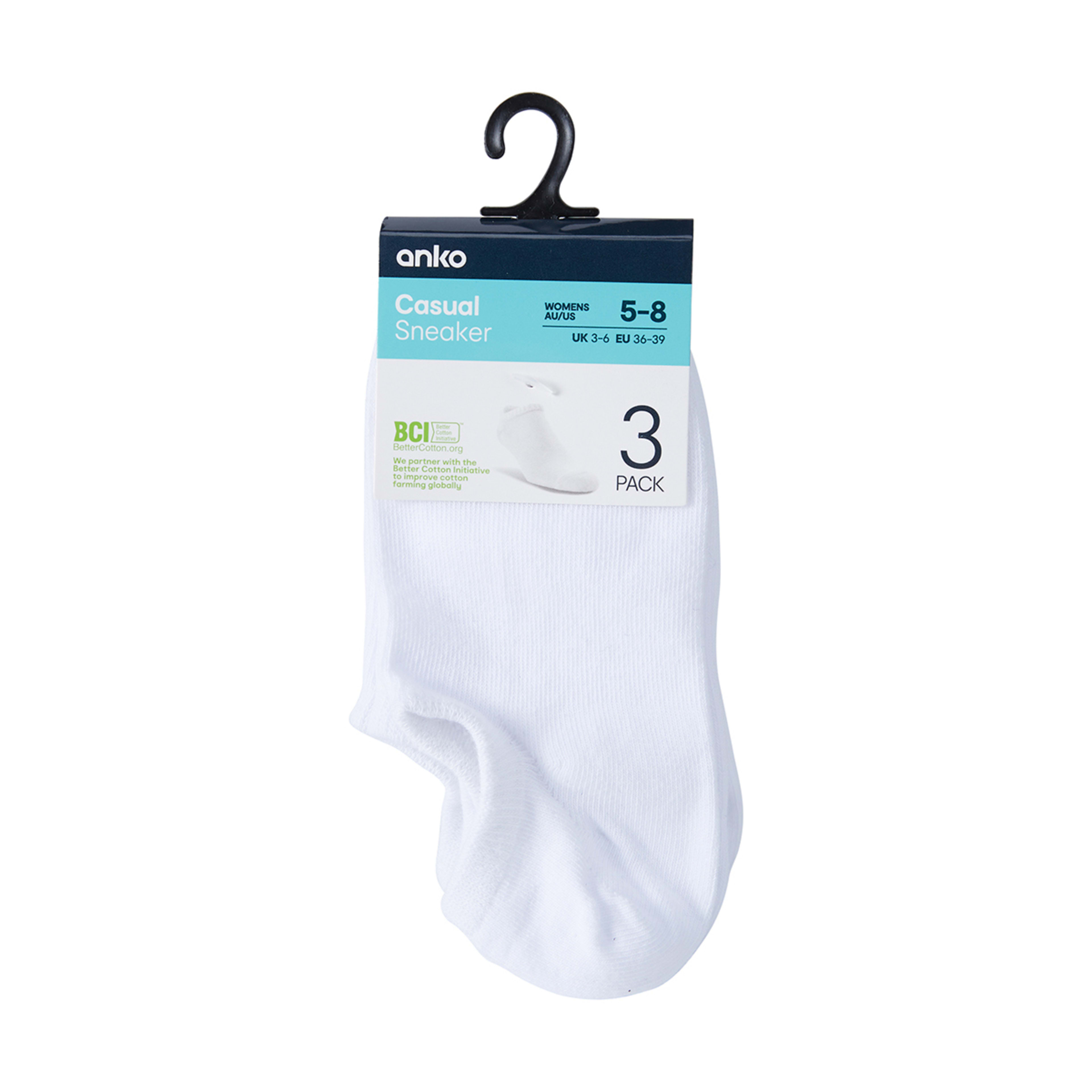 3 3 Pack Sneaker Socks White, 3 of 3