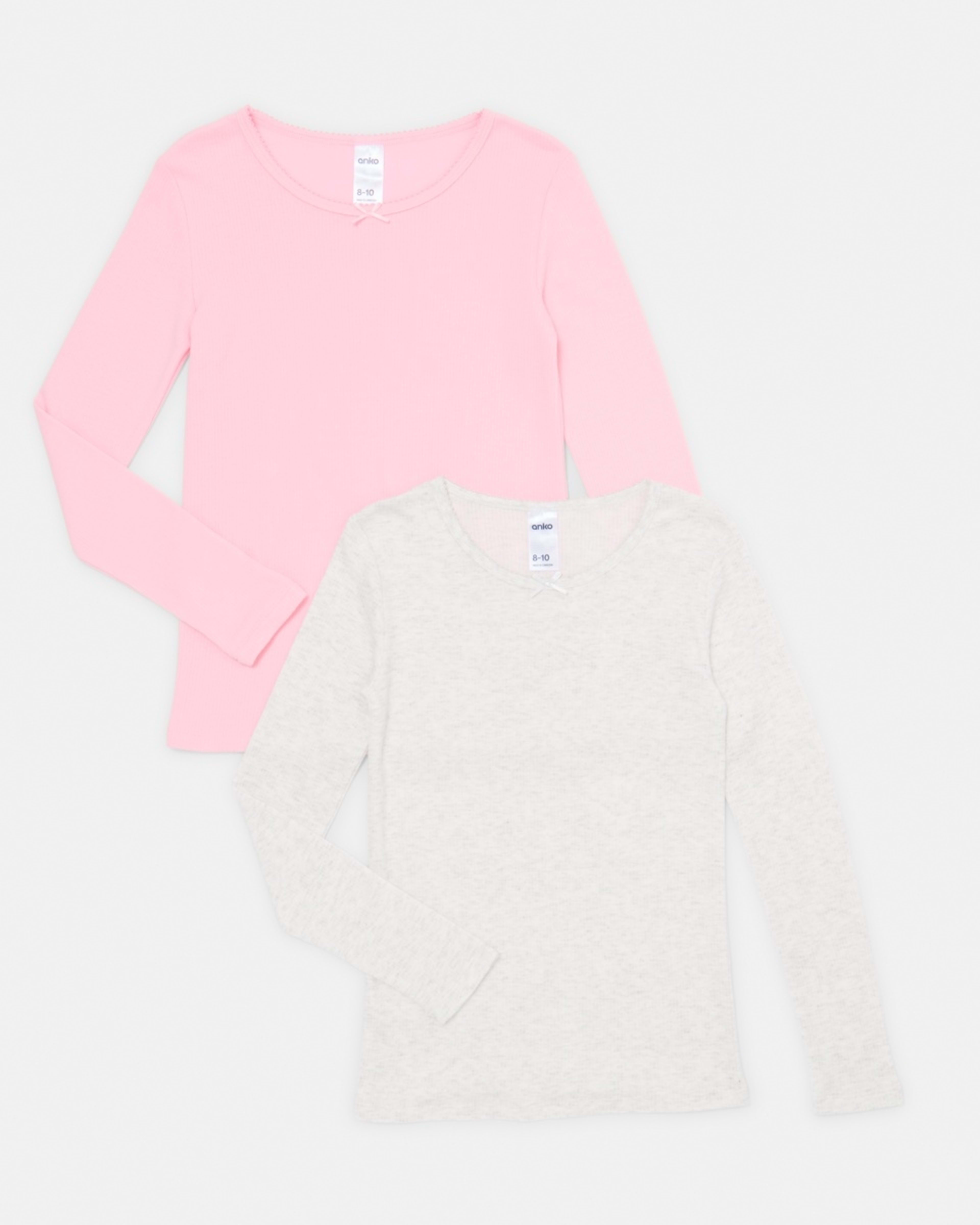 1 2 Pack Long Sleeve Brushed Thermal Top Pink