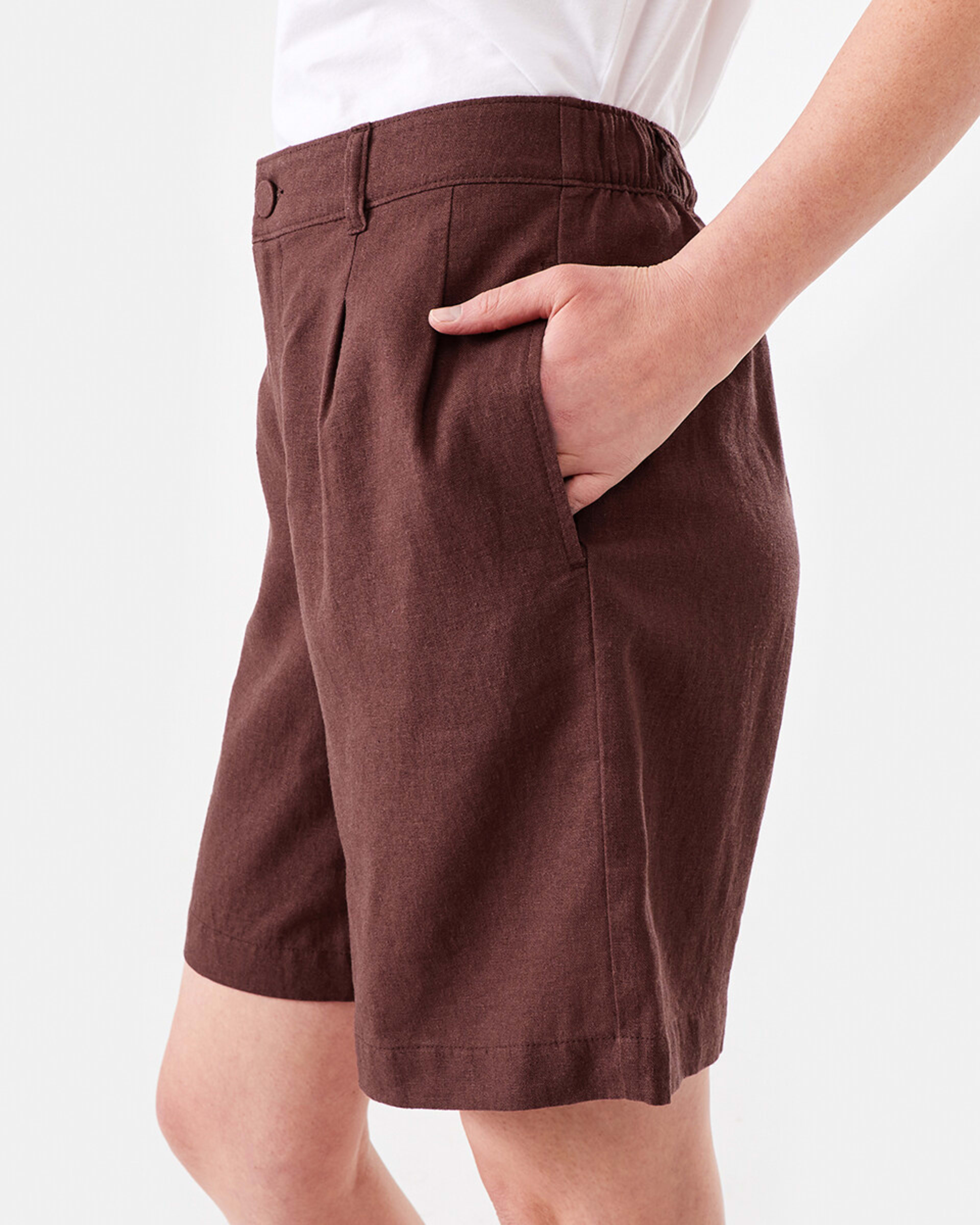 2 Linen Blend Bermuda Shorts Bnt Mroon, 2 of 6