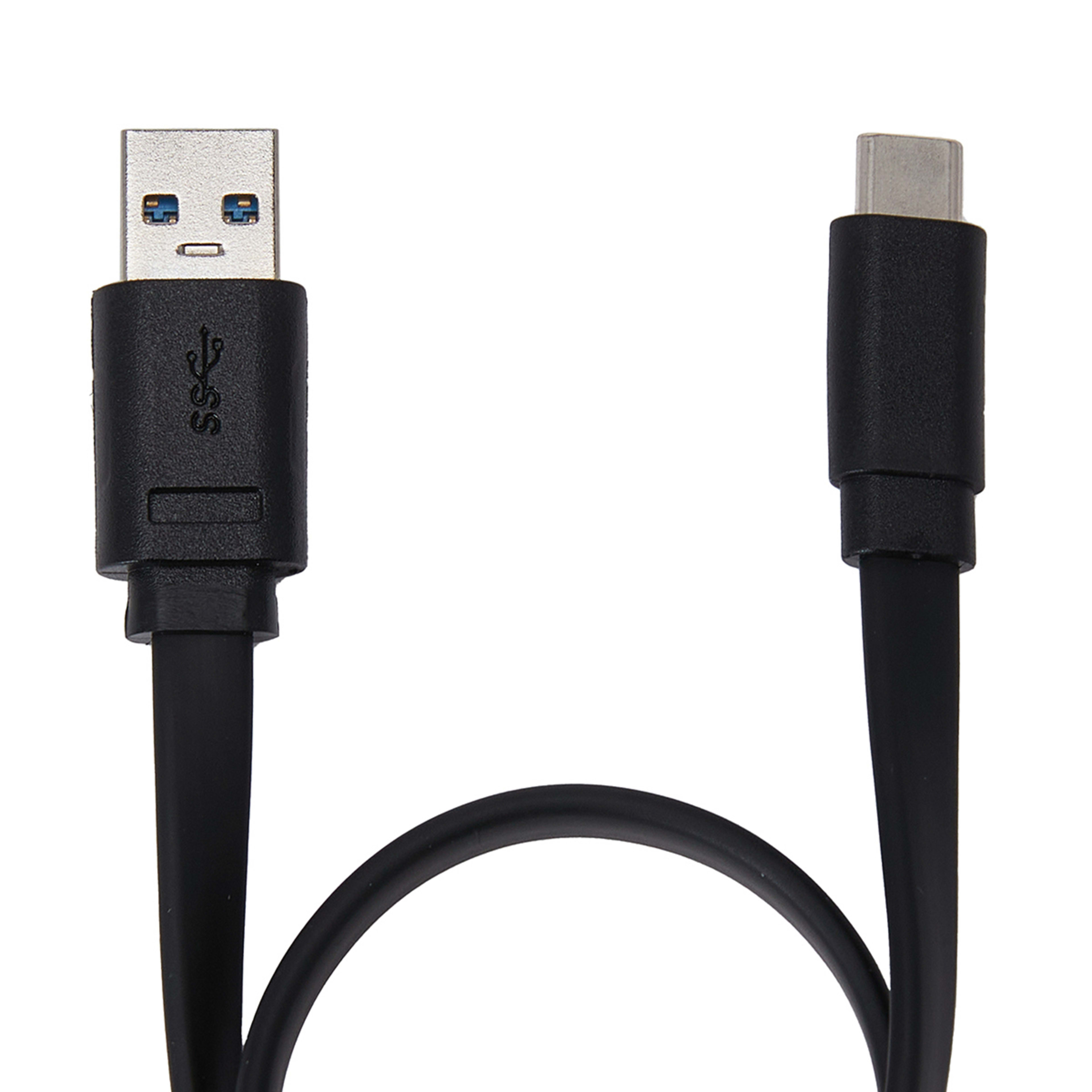 1 USB-A to USB-C Short Noodle Black Cable - 30cm, 1 of 4