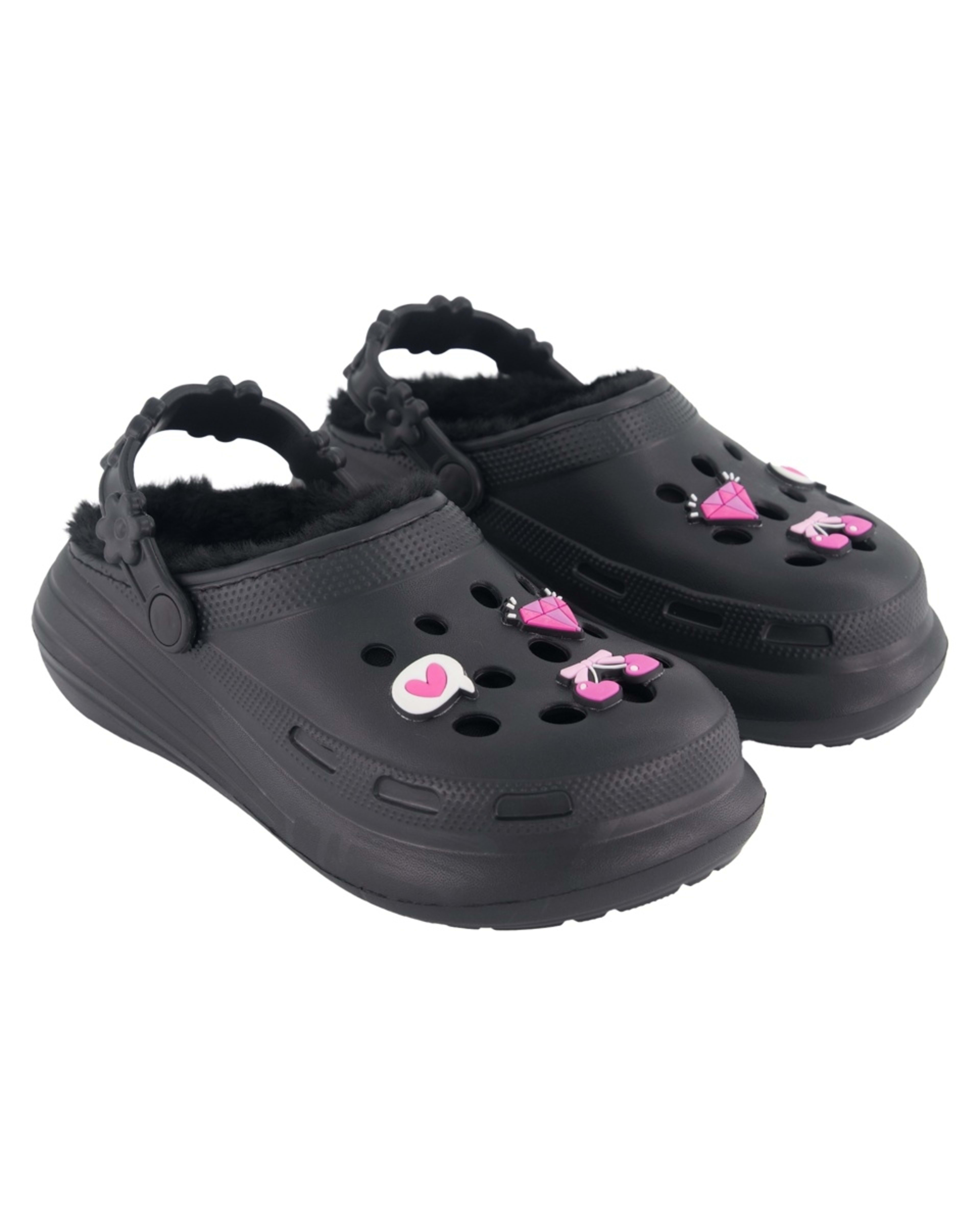 2 Senior Faux Fur Lined Clogs Black, 2 of 4