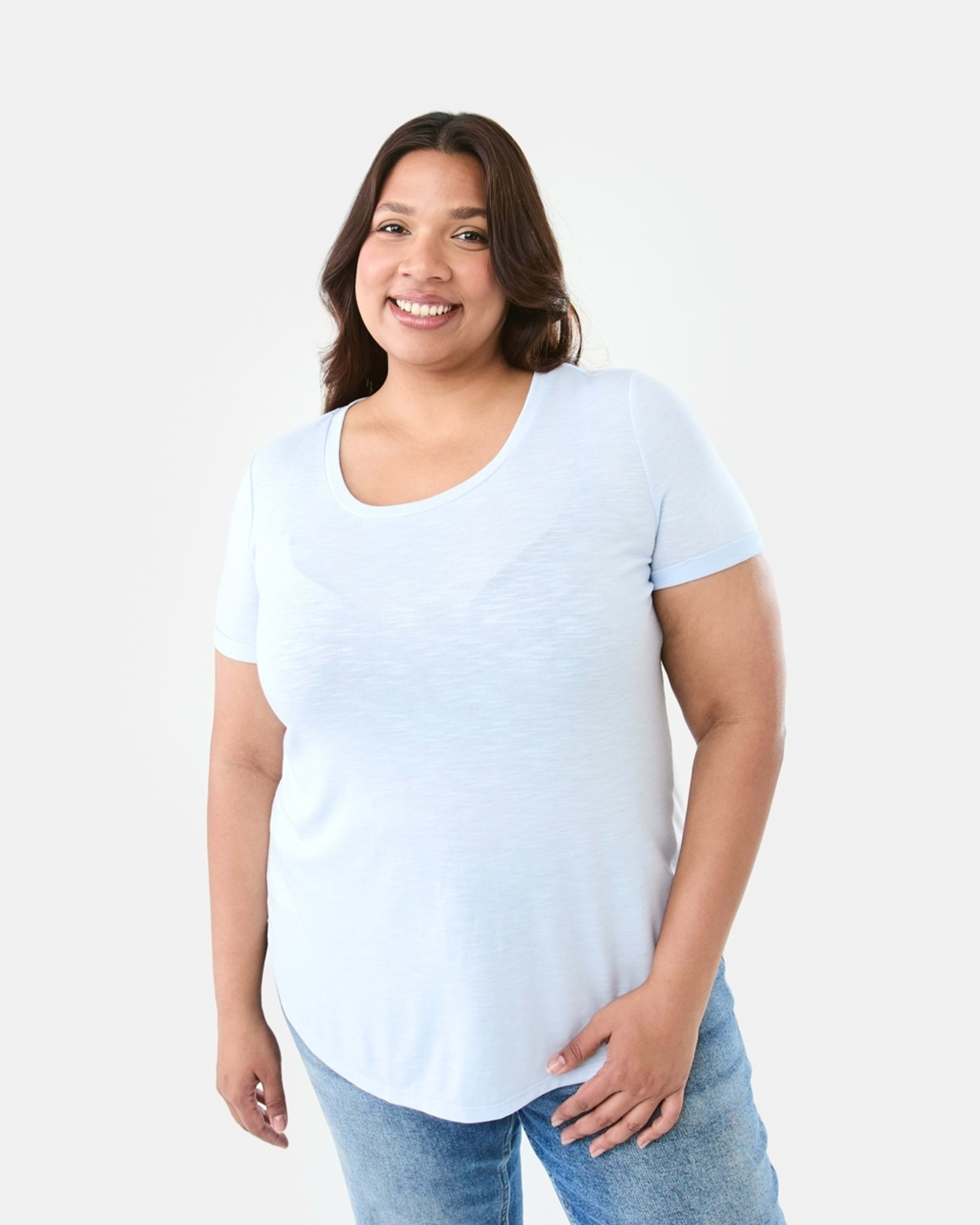 1 Curve Short Sleeve Slub Round Neck T-shirt Skyway