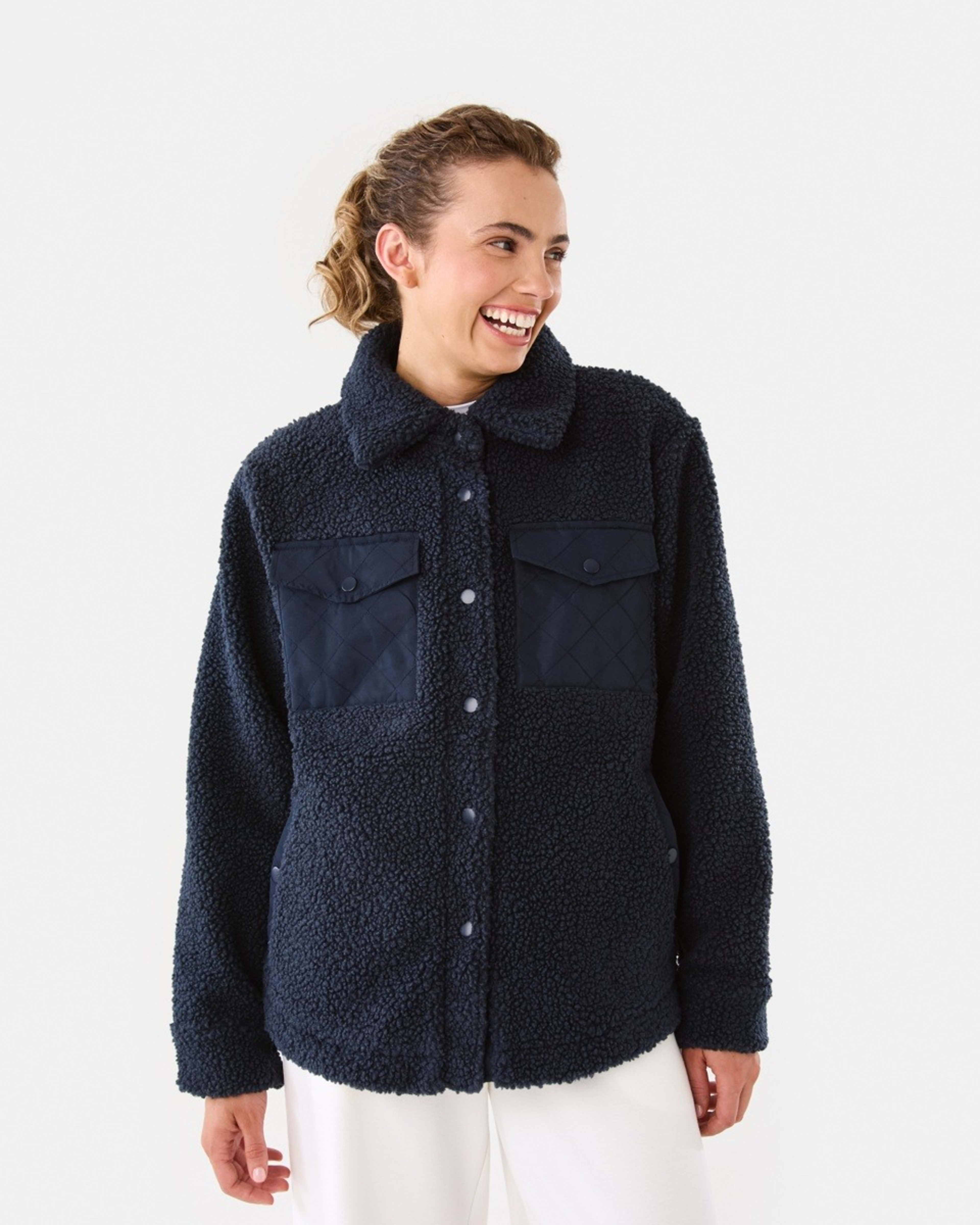 2 Active Womens Sherpa Jacket Shade Navy, 2 of 10