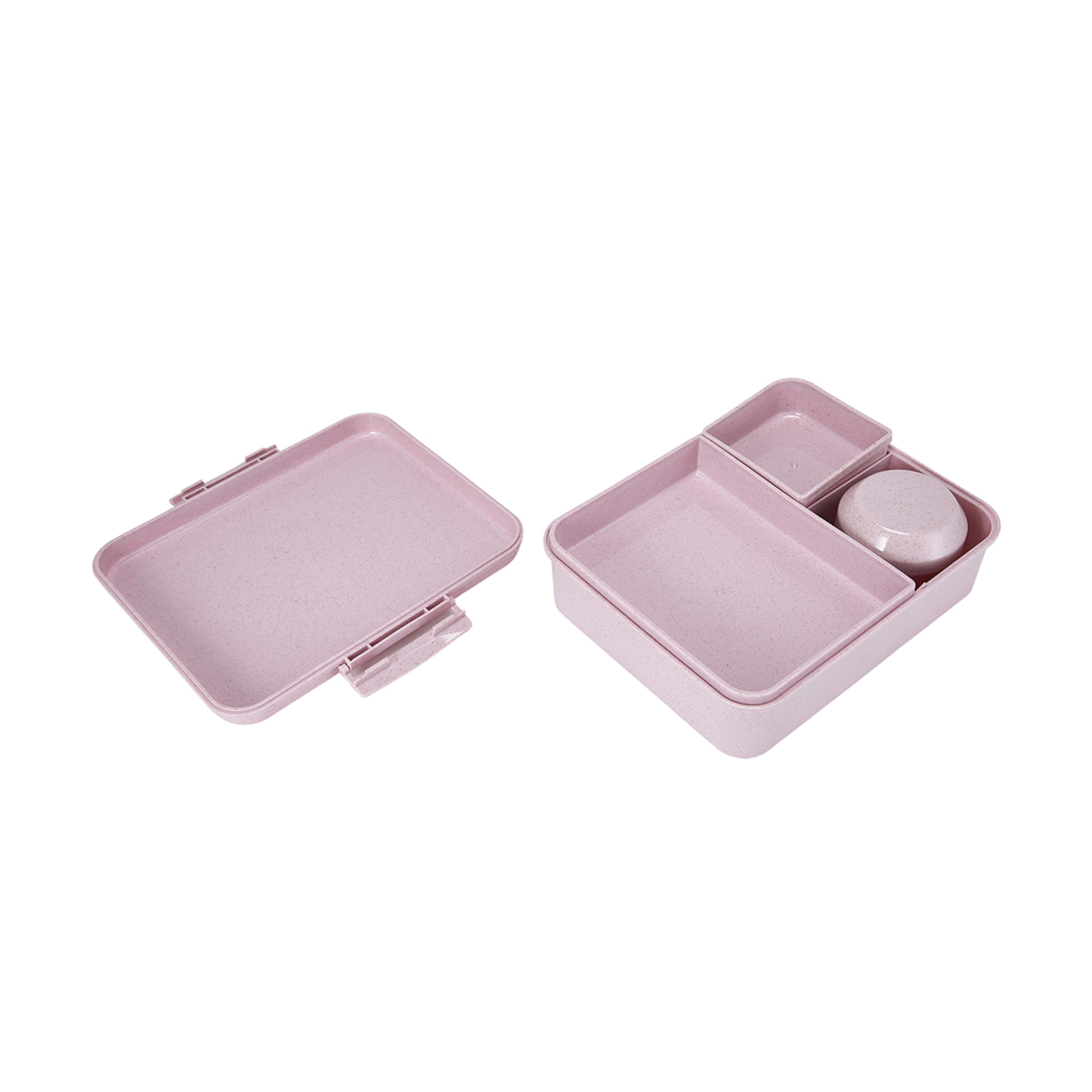 3 Pink Wheat Straw Bento Snack Box, 3 of 5