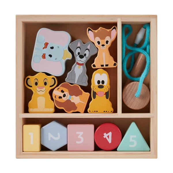 12 Piece Disney Wooden Toys Animal Threading Toy