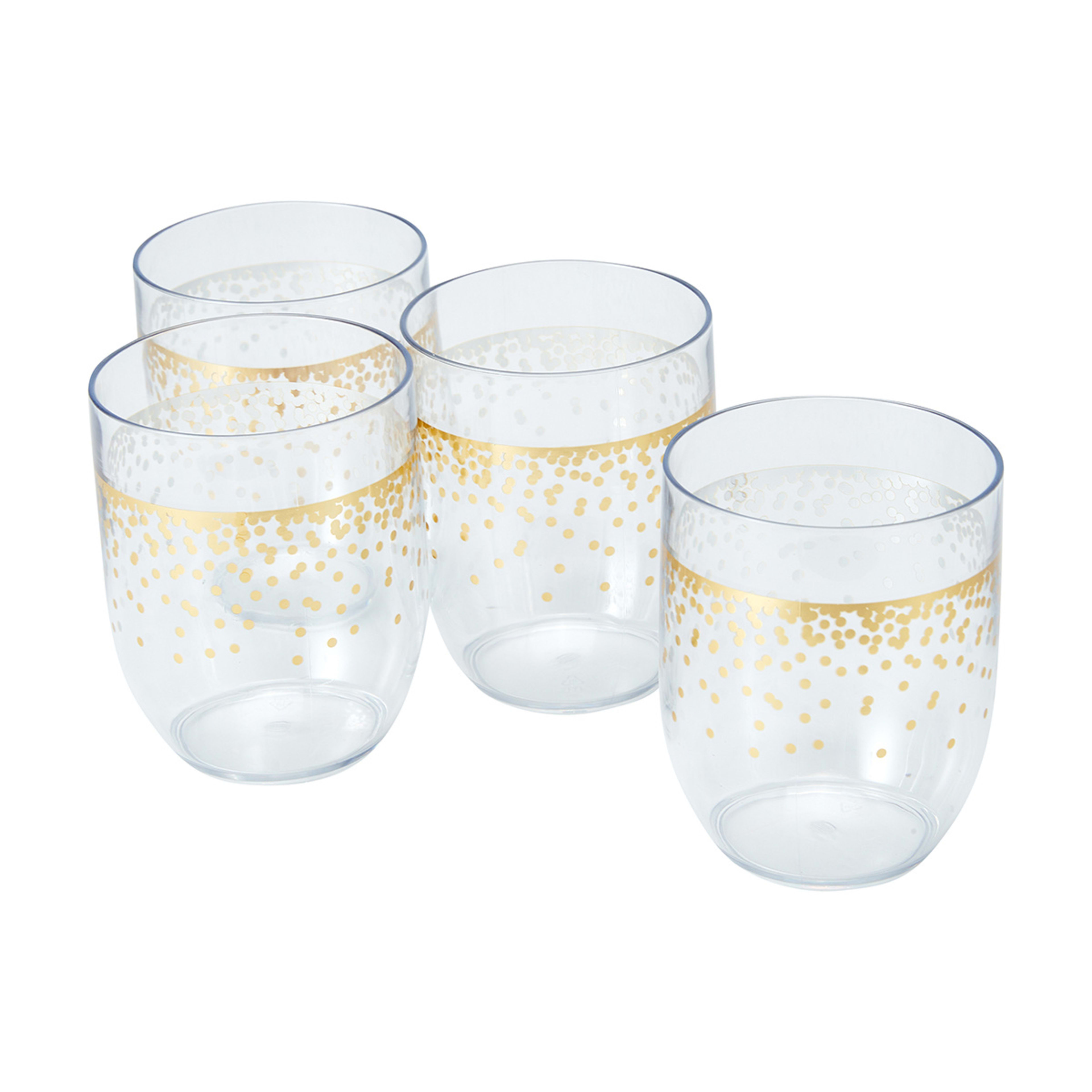 1 4 Pack Reusable Stemless Metallic Plastic Wine Glasses