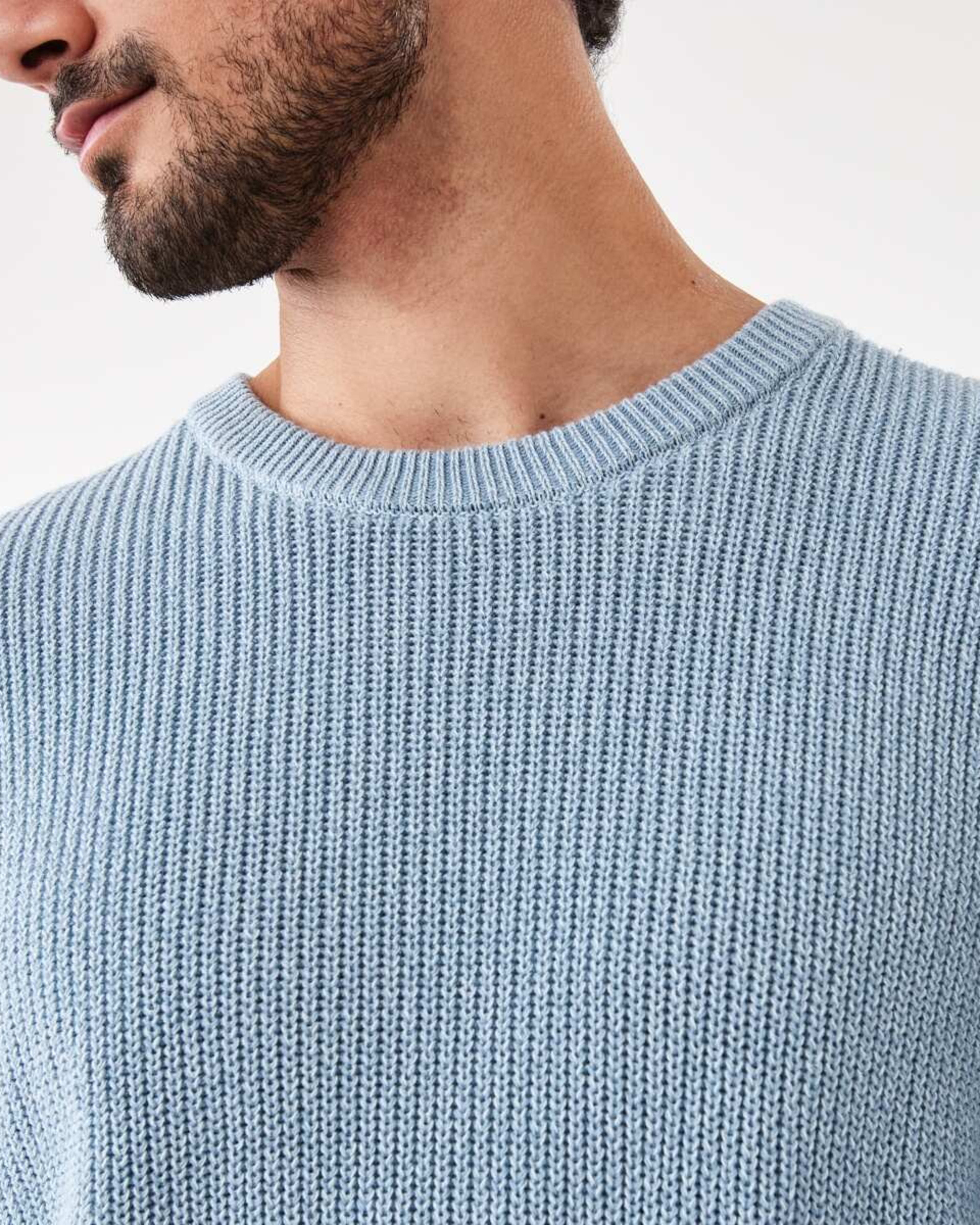6 Textured Crew Knit Jumper Ash Blue, 6 of 7