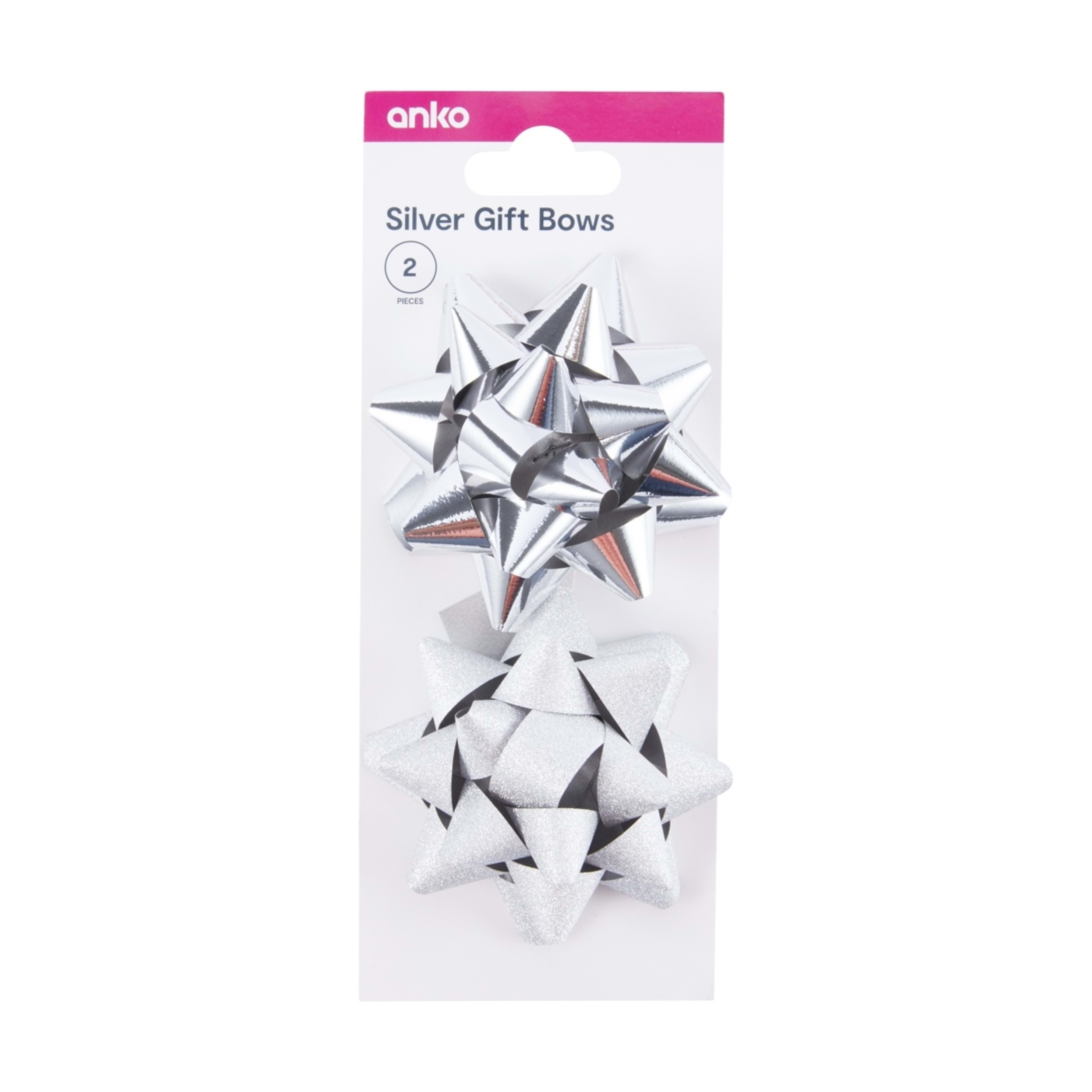 1 2 Piece Gift Bows - Silver Look