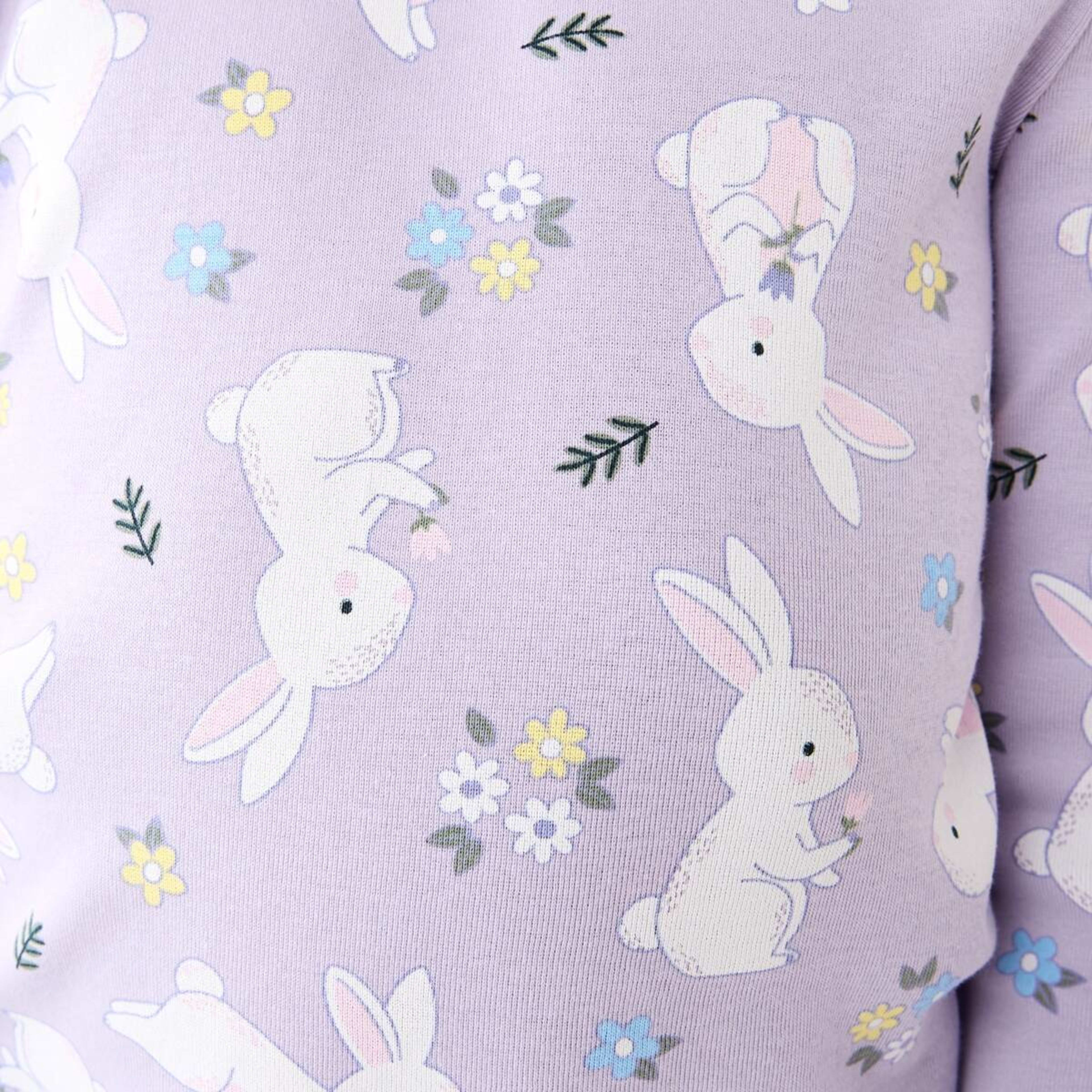 5 Rib Pyjama Set Bunnies Lilac, 5 of 9