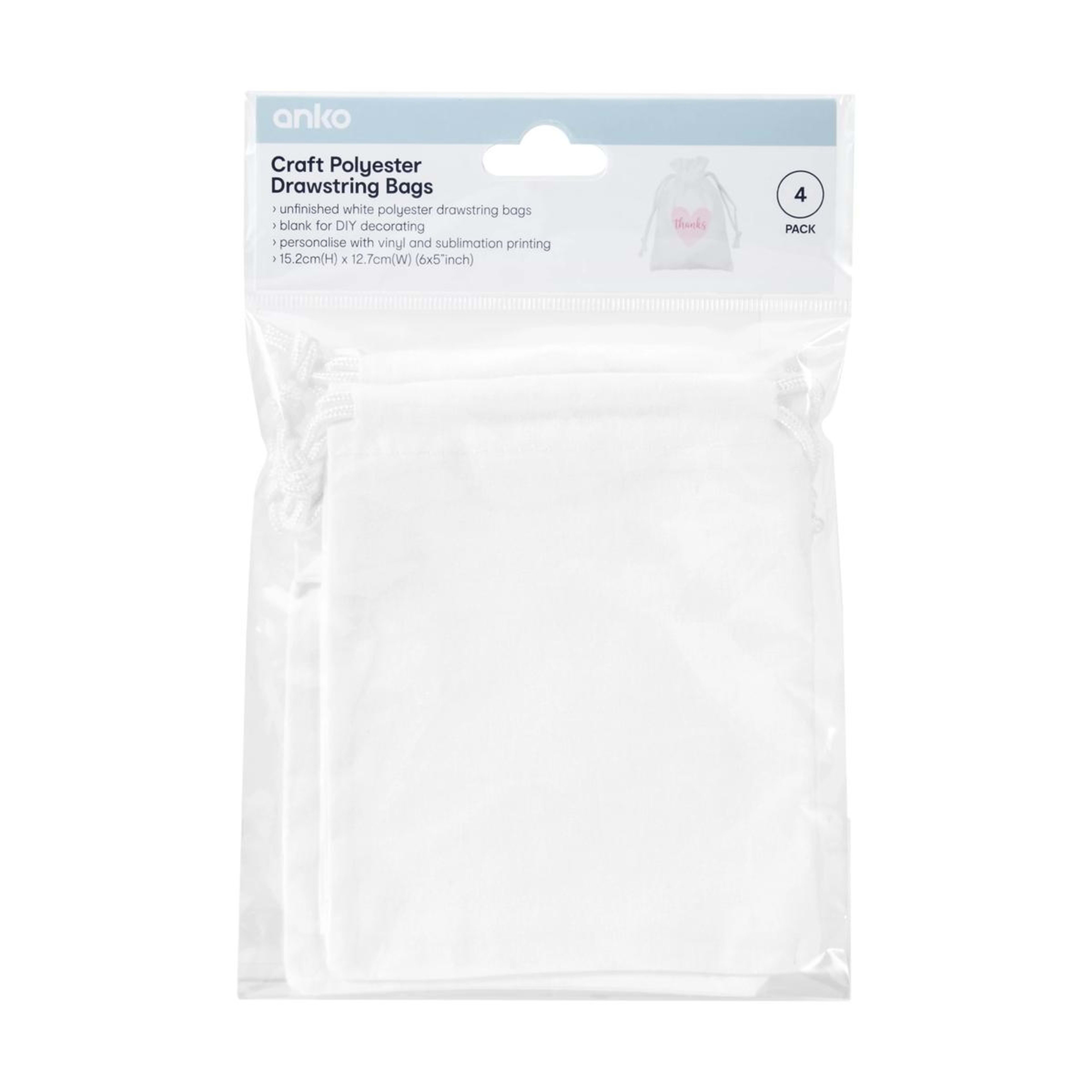 4 4 Pack Craft Polyester Drawstring Bags, 4 of 5