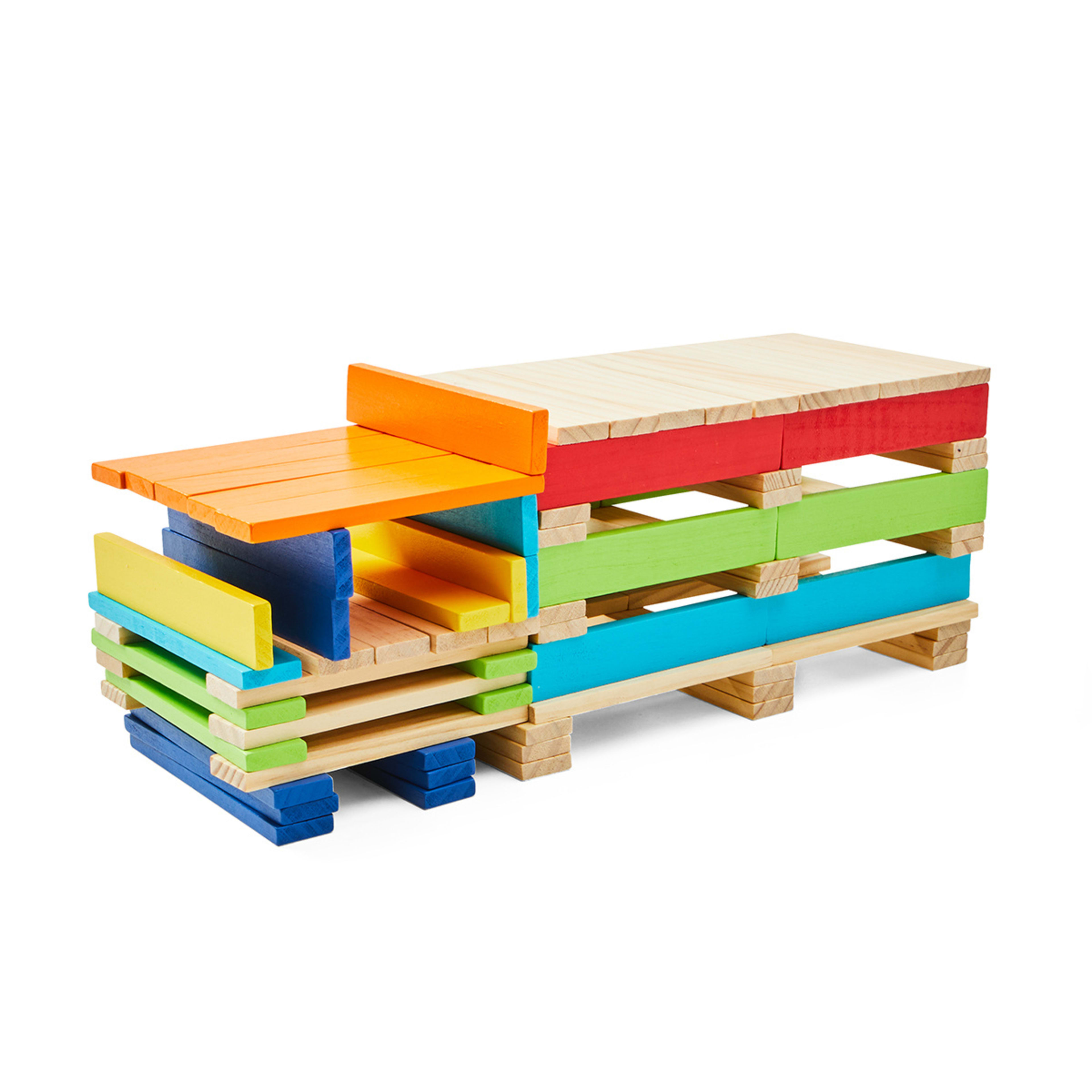 100 Piece Wooden Stack Blocks Playset Kmart