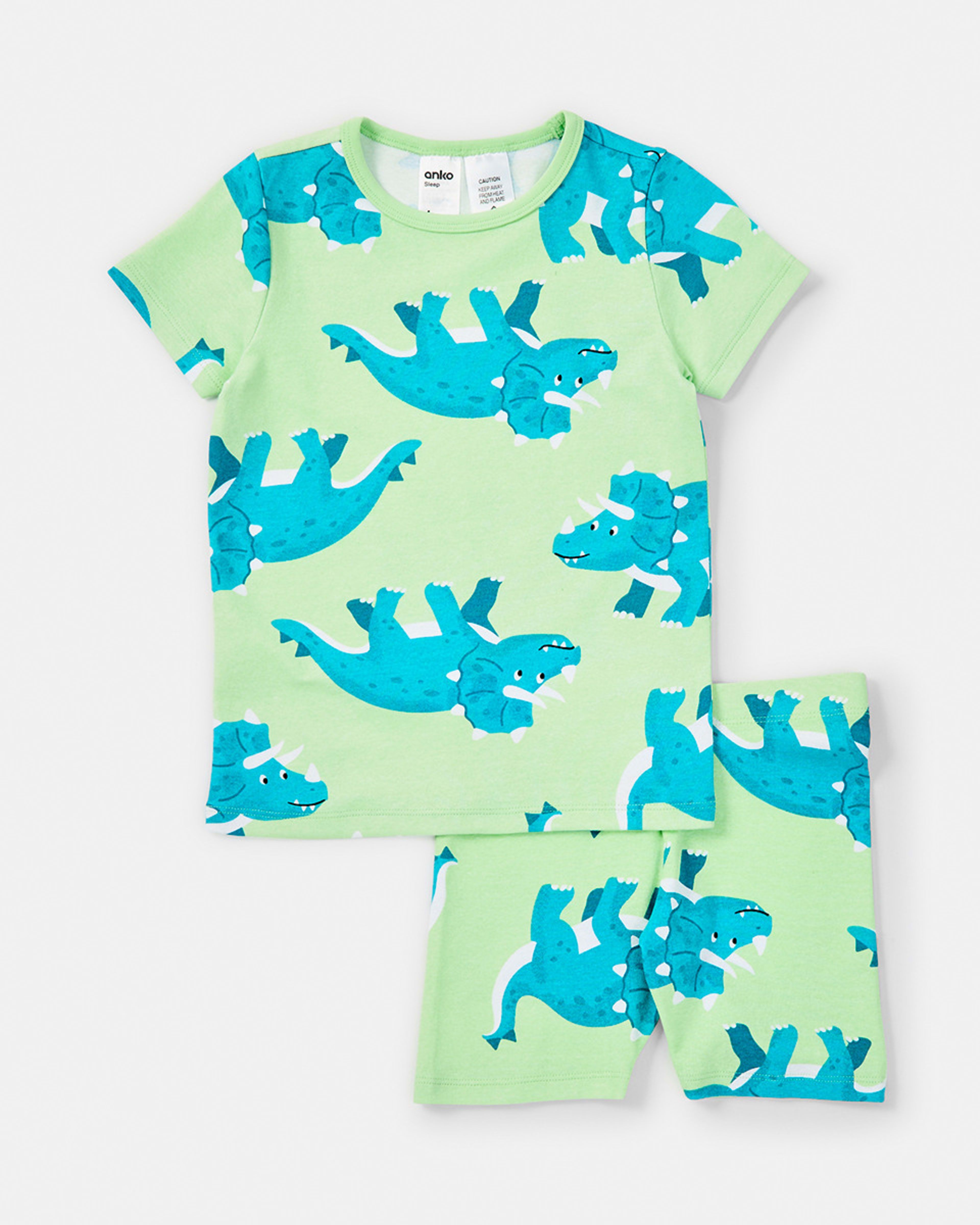 7 Short Sleeve Rib Knit Pyjama Set Dinopatgrn, 7 of 10