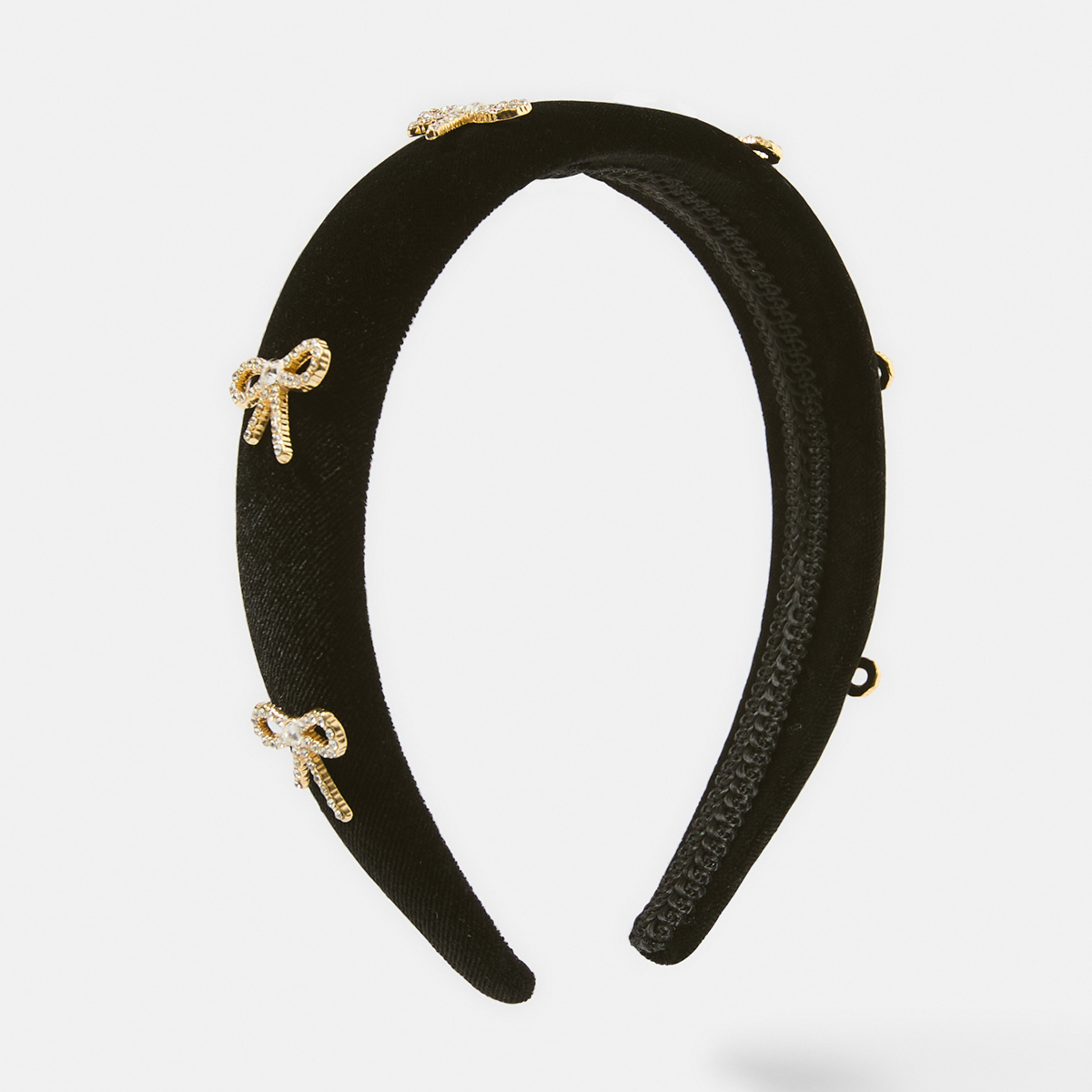 1 Black Diamante Bow Headband Black, 1 of 5