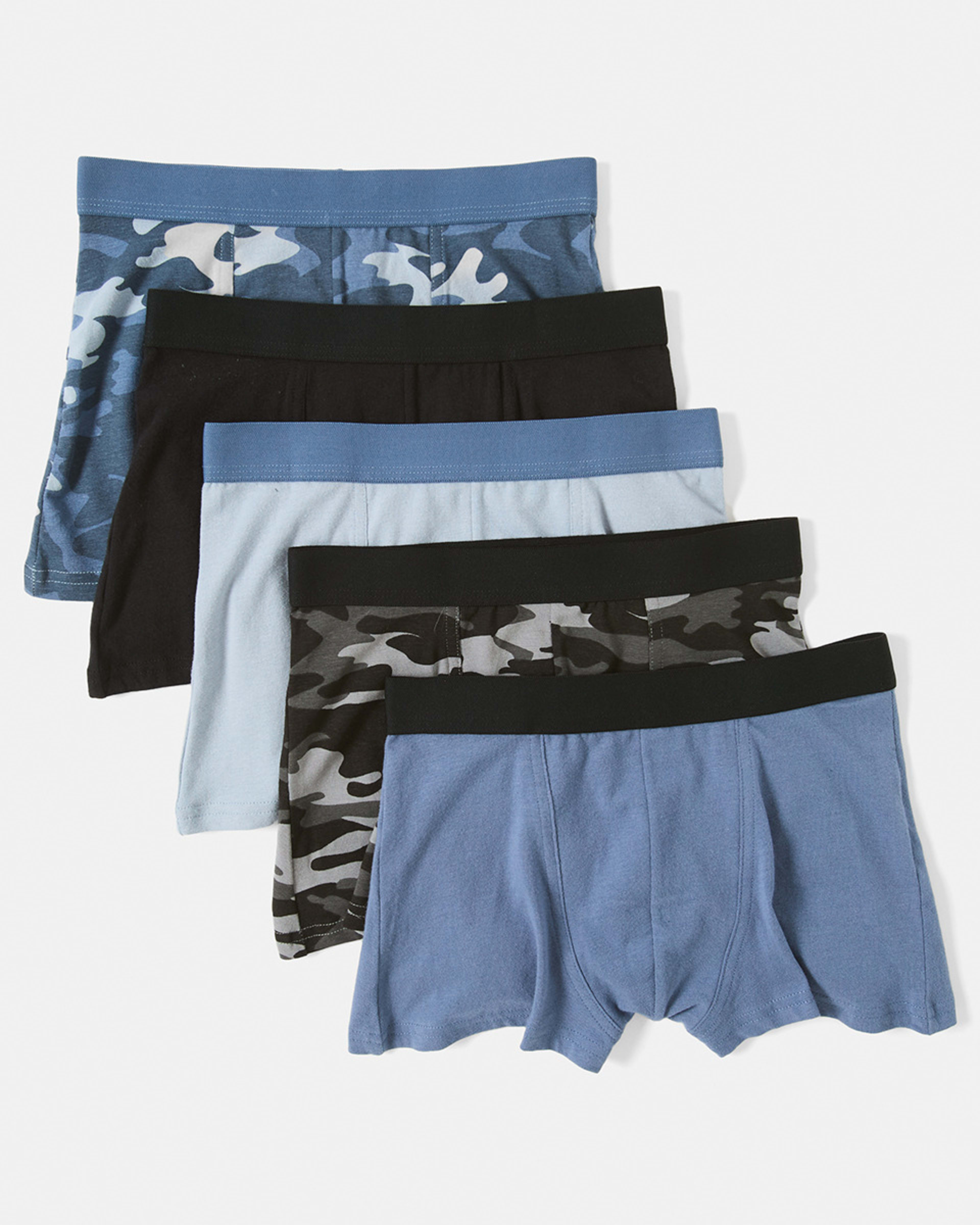 1 5 Pack Attach Elastic Trunks BLUE CAMO