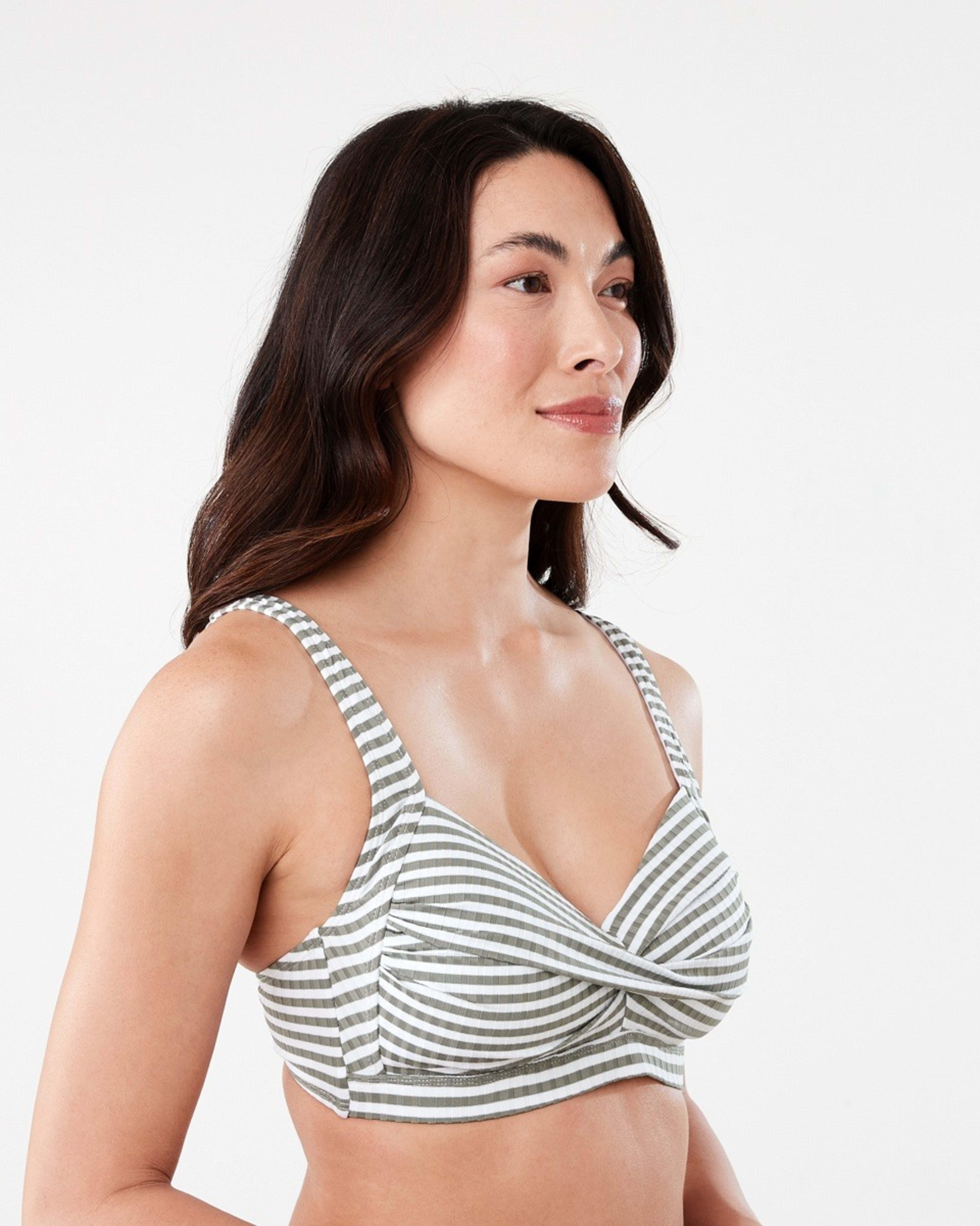 2 Twist Front Bikini Top BURNT OLIVE STRIPE, 2 of 7