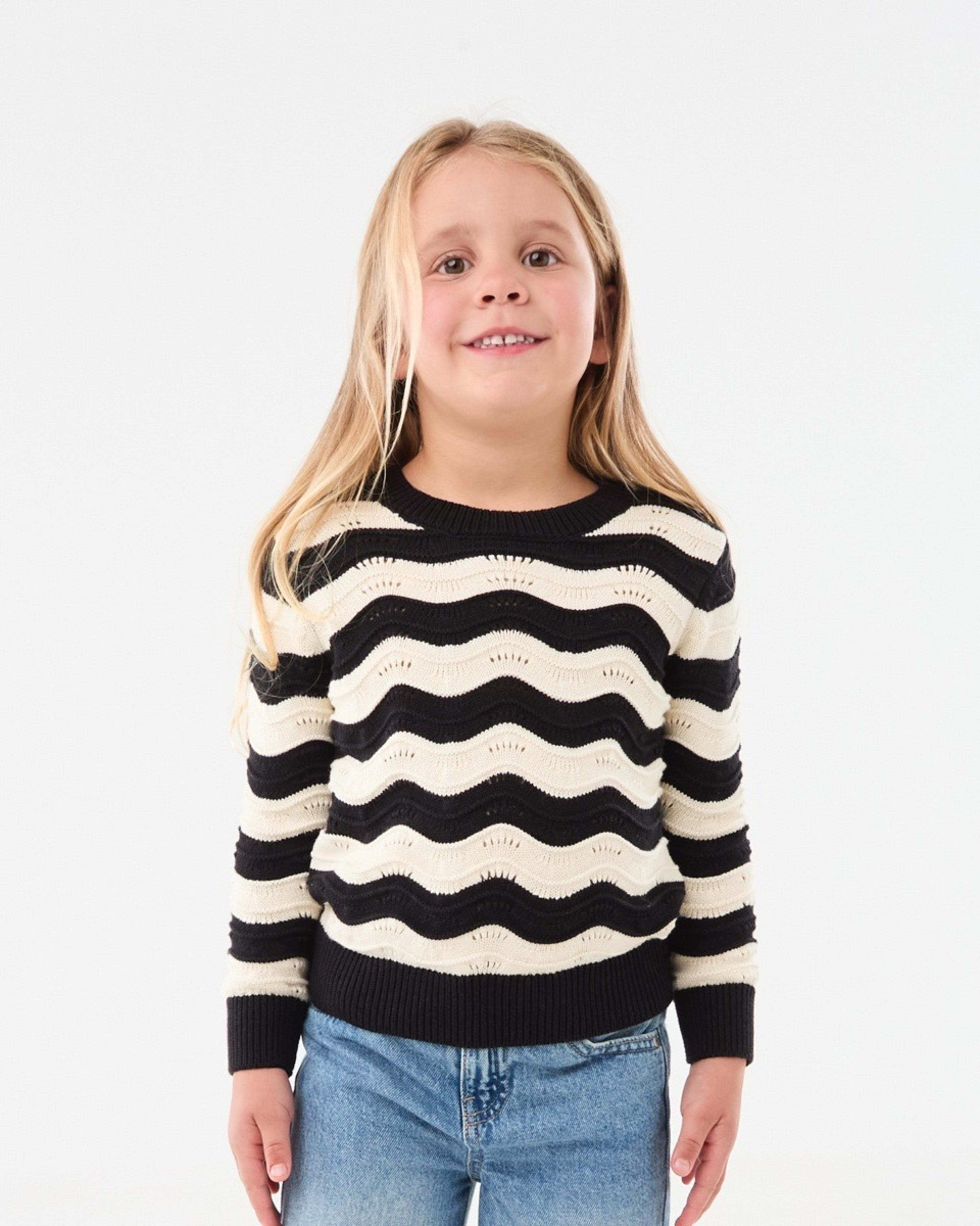 1 Knit Jumper Wave Crochet Knit Black