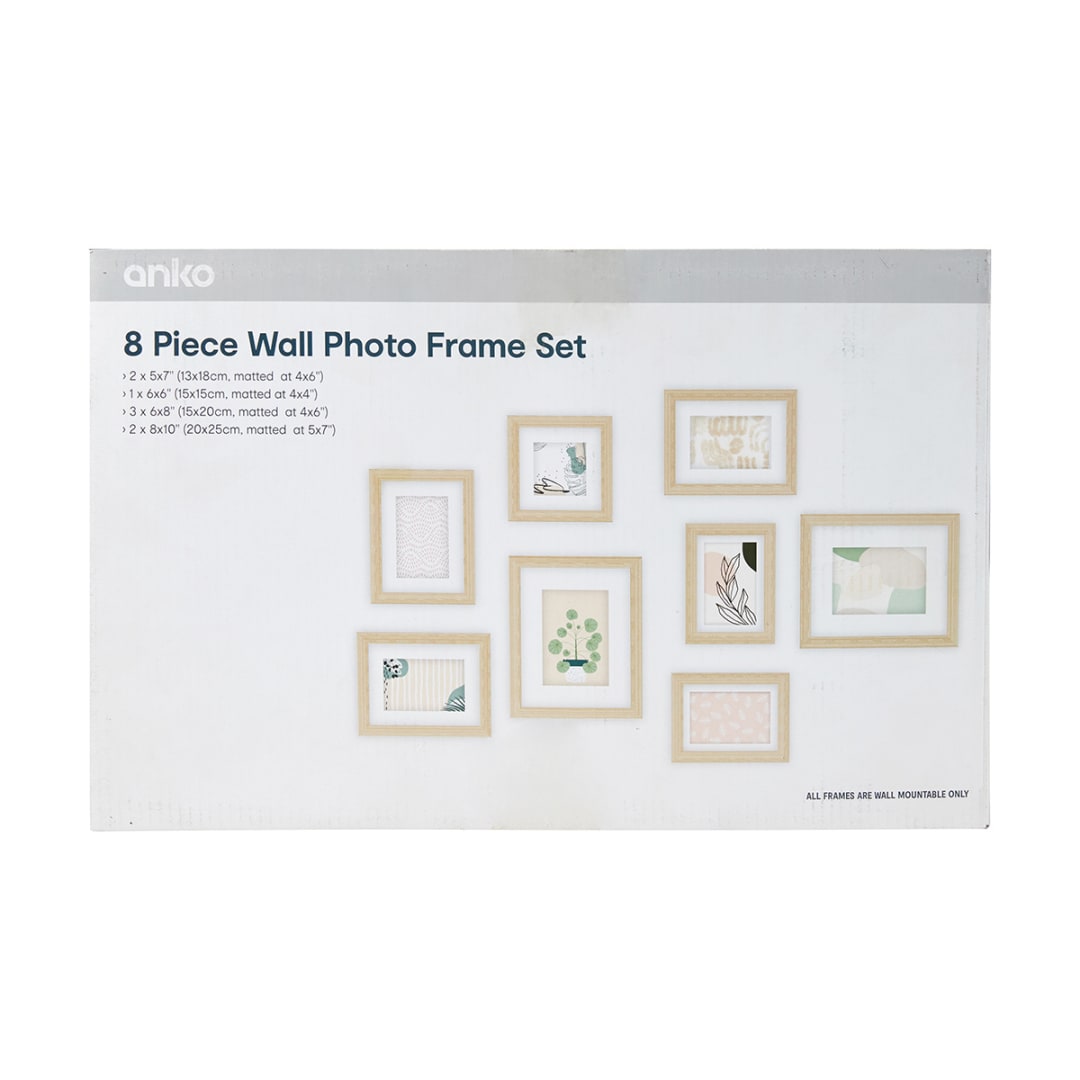 8 Piece Wall Photo Frame Set - Oak - Kmart NZ
