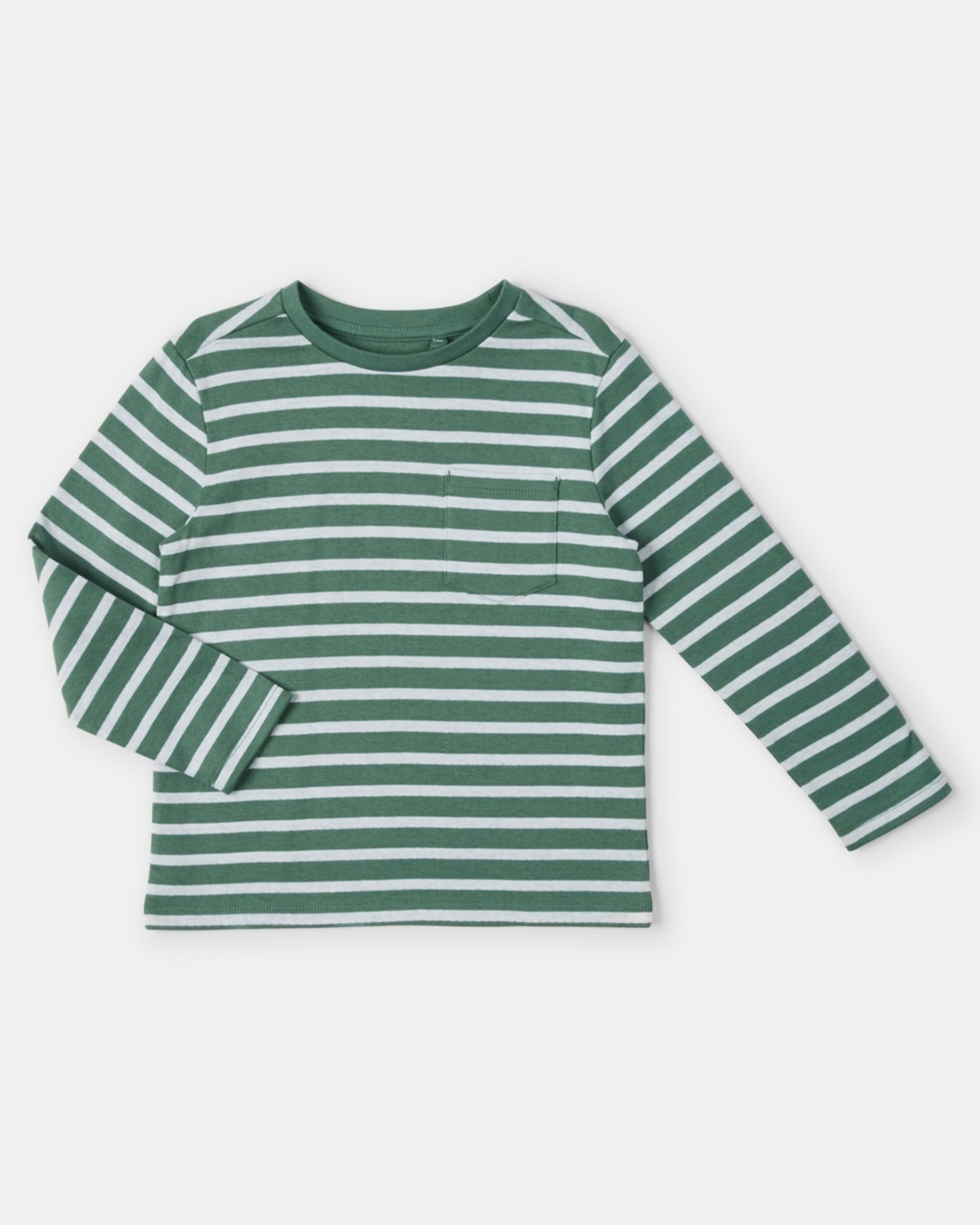 8 Double Cloth Stripe T-shirt Stripe Pine Green, 8 of 9
