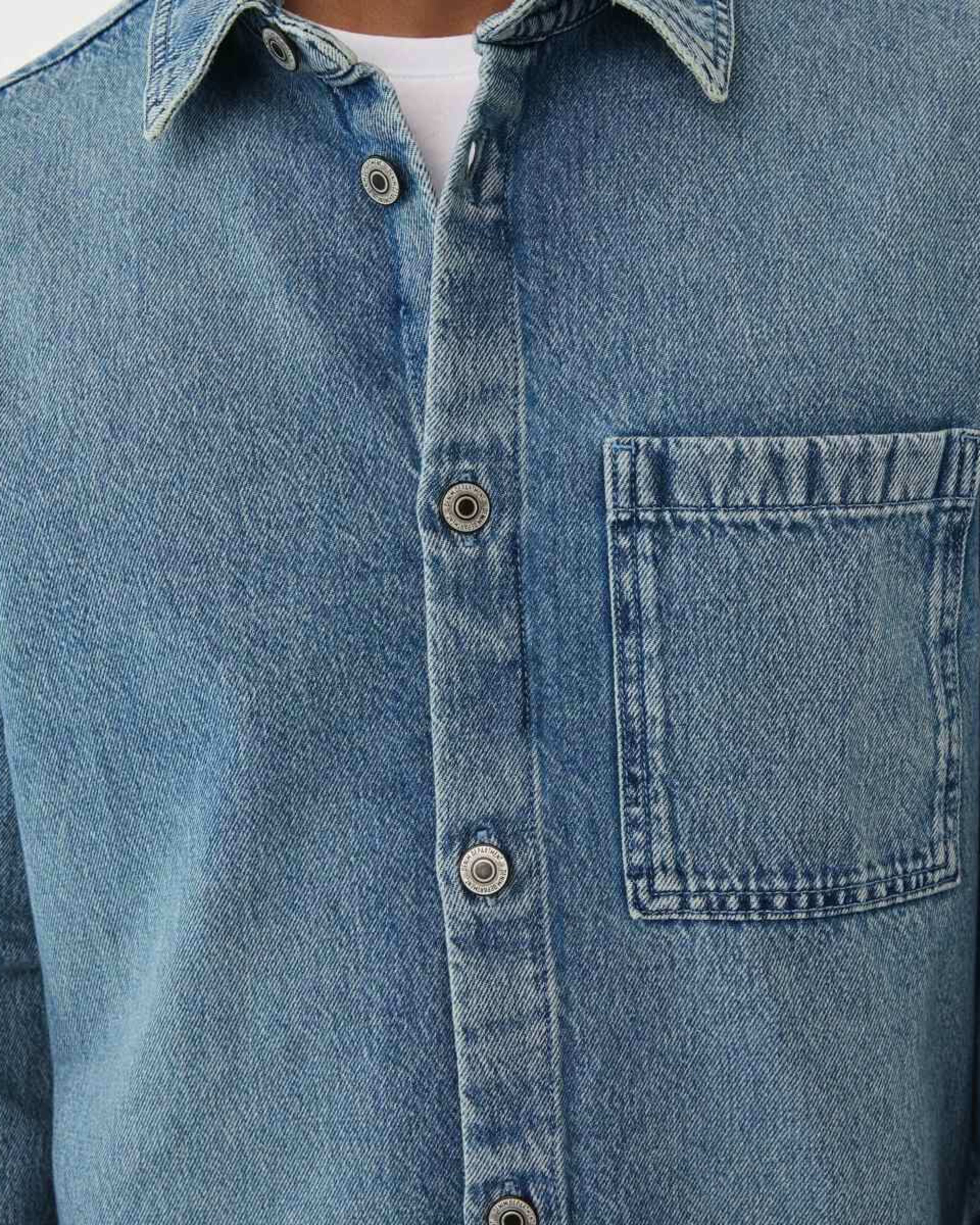 6 Long Sleeve Denim Overshirt MID DENIM WASH, 6 of 6