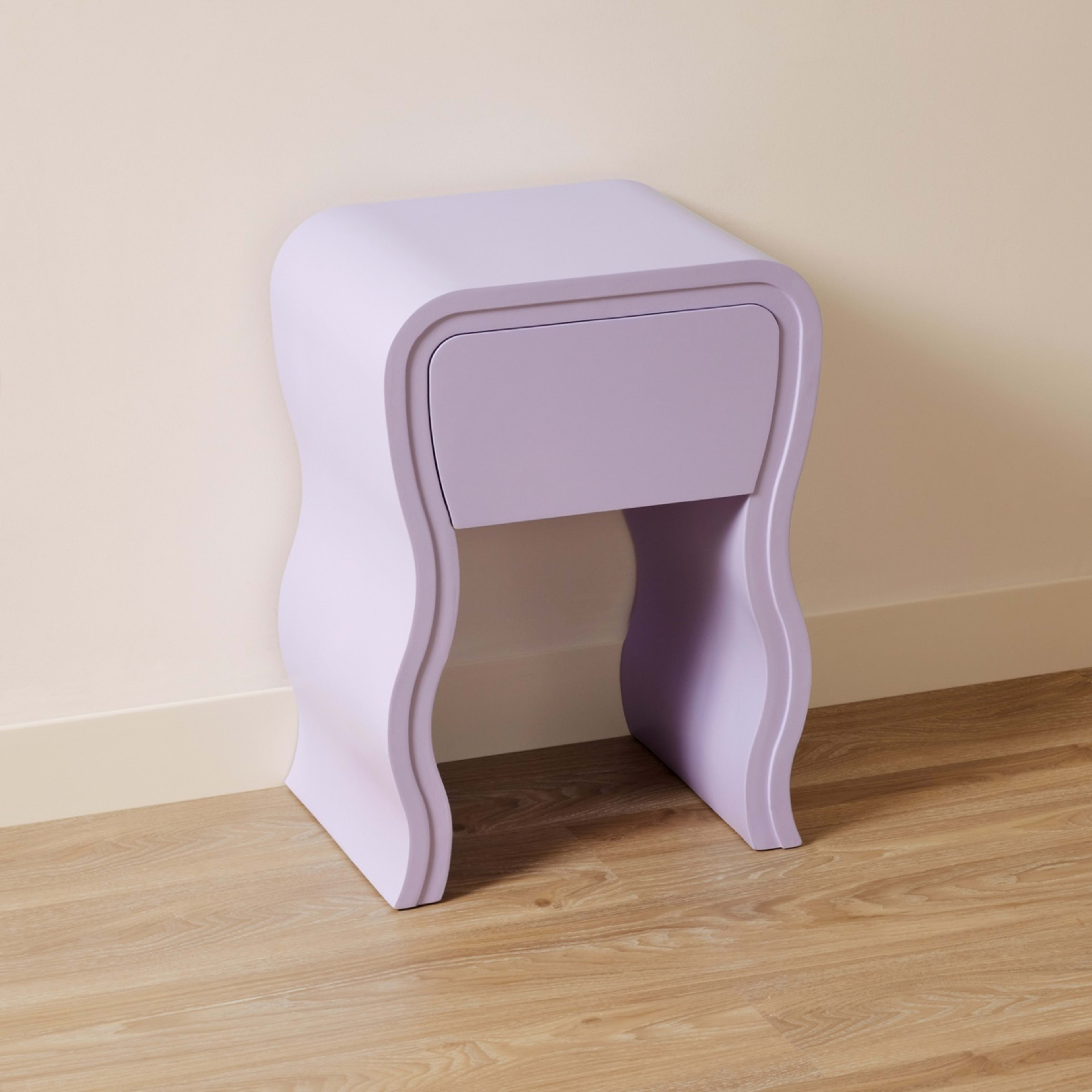 3 Wavy Bedside Table - Lilac, 3 of 6