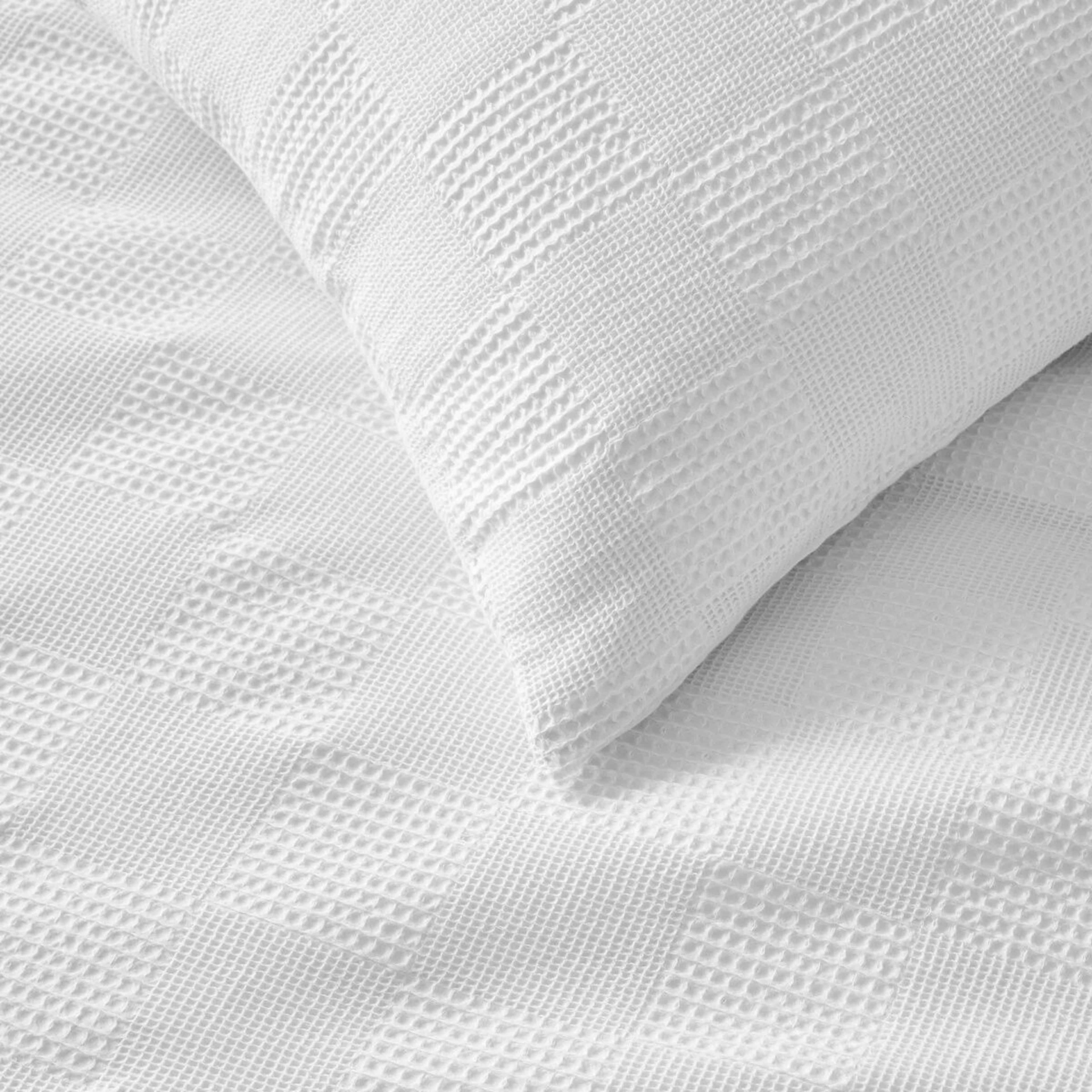 3 Check Waffle Cotton Quilt Cover Set - Double Bed, White, 3 of 6