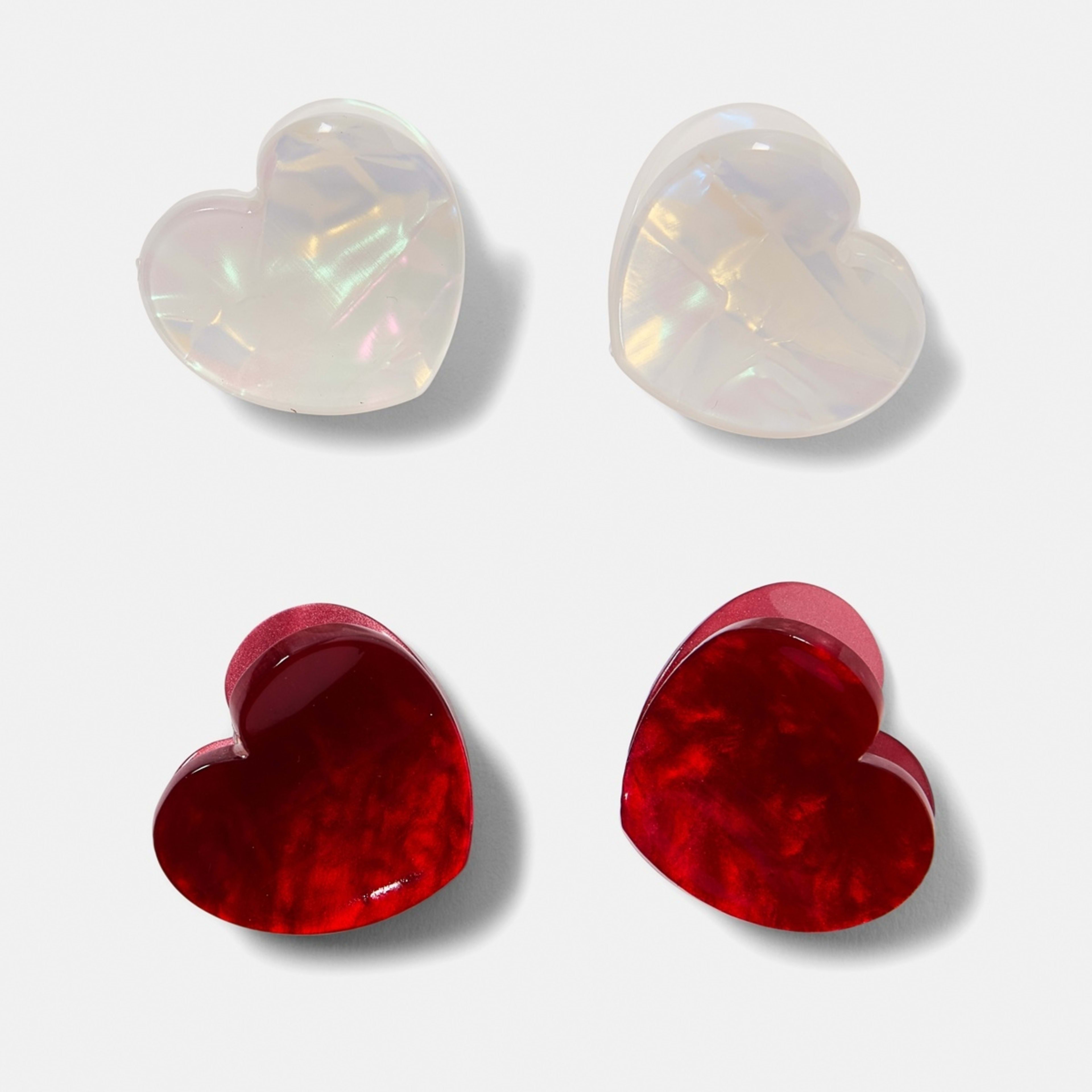 1 4 Pack Red and White Mini Heart Hair Claw Clips