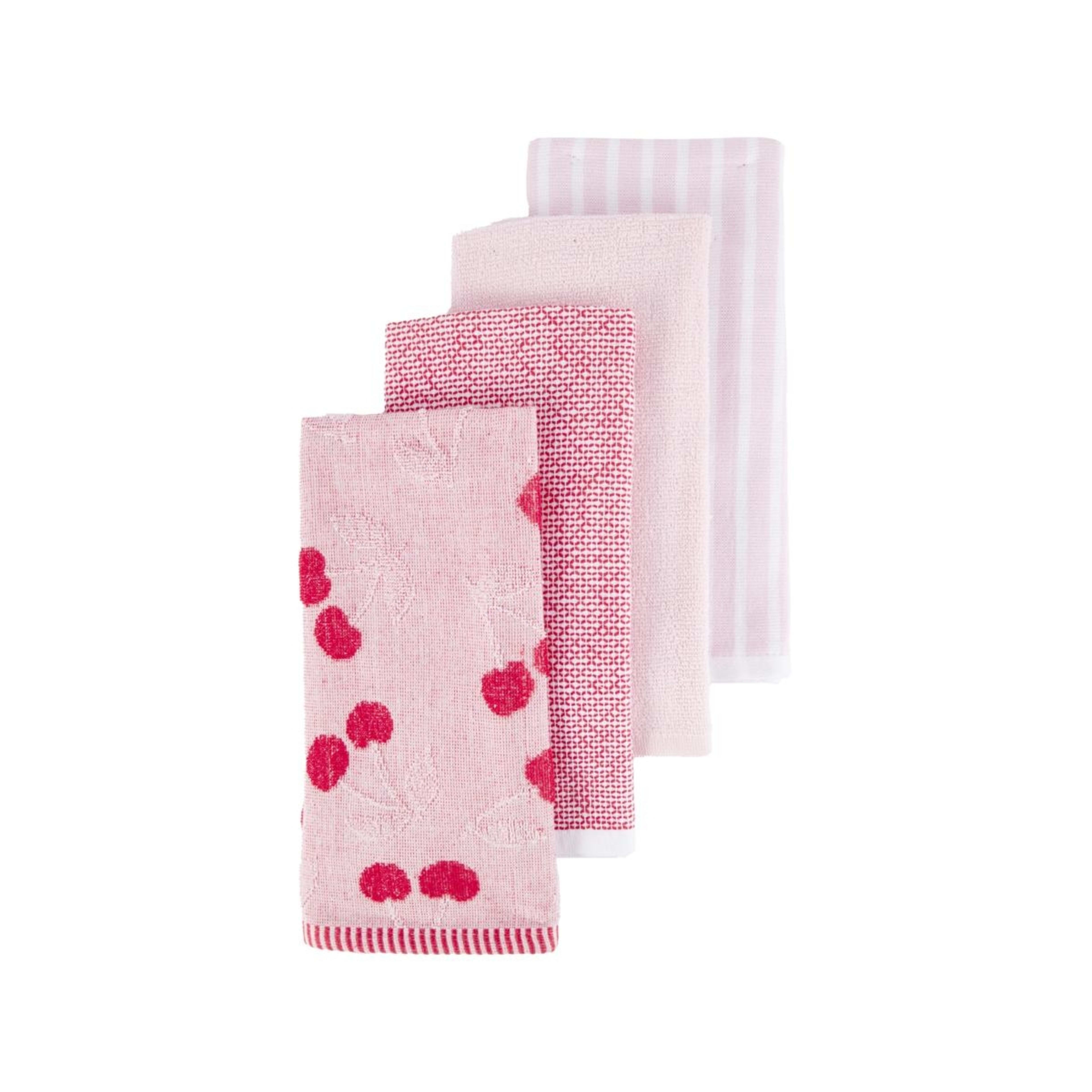 1 4 Pack Pink Cherry Terry Tea Towels, 1 of 7
