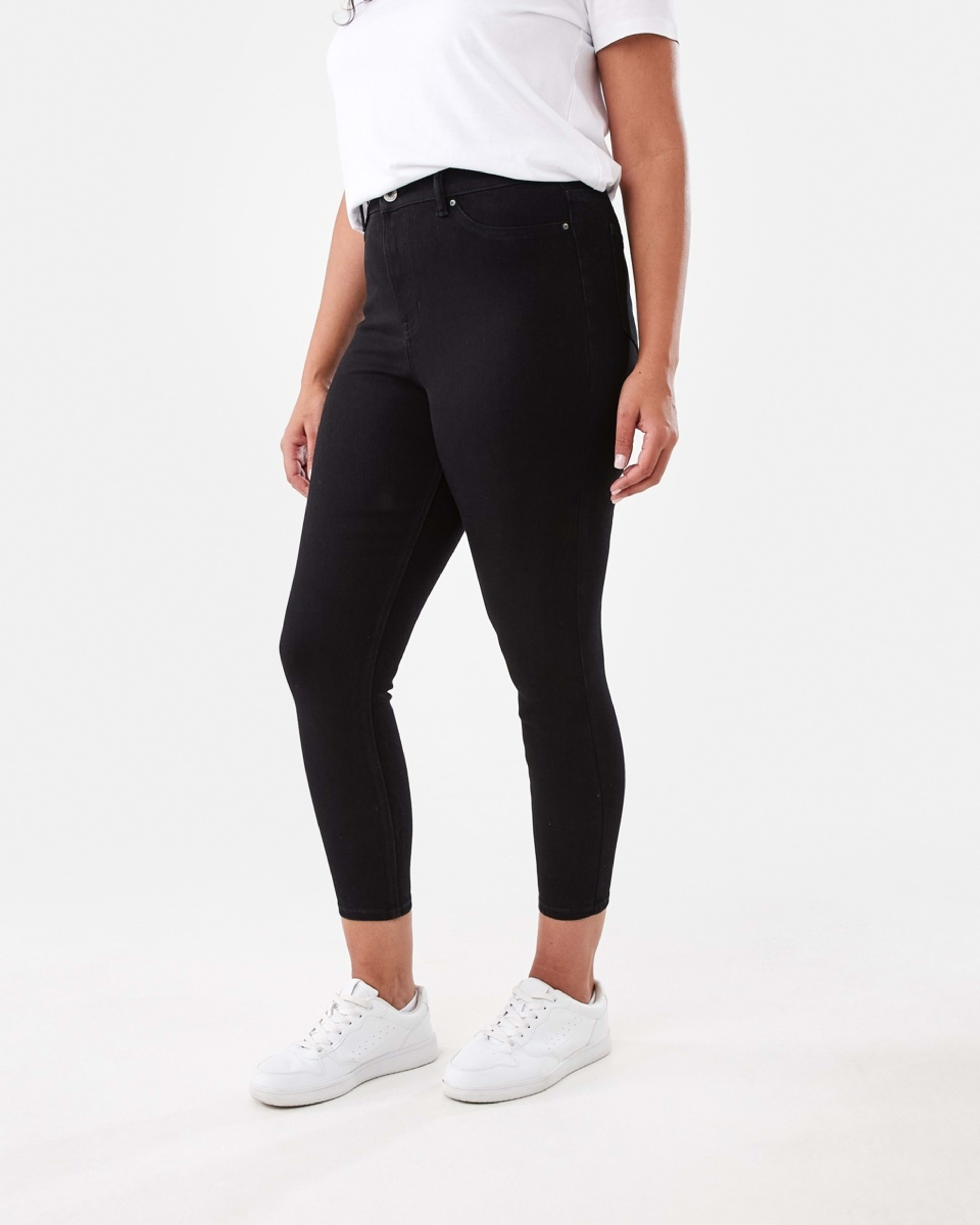 2 High Rise Ankle Length Skinny Jeans Black Wash, 2 of 5