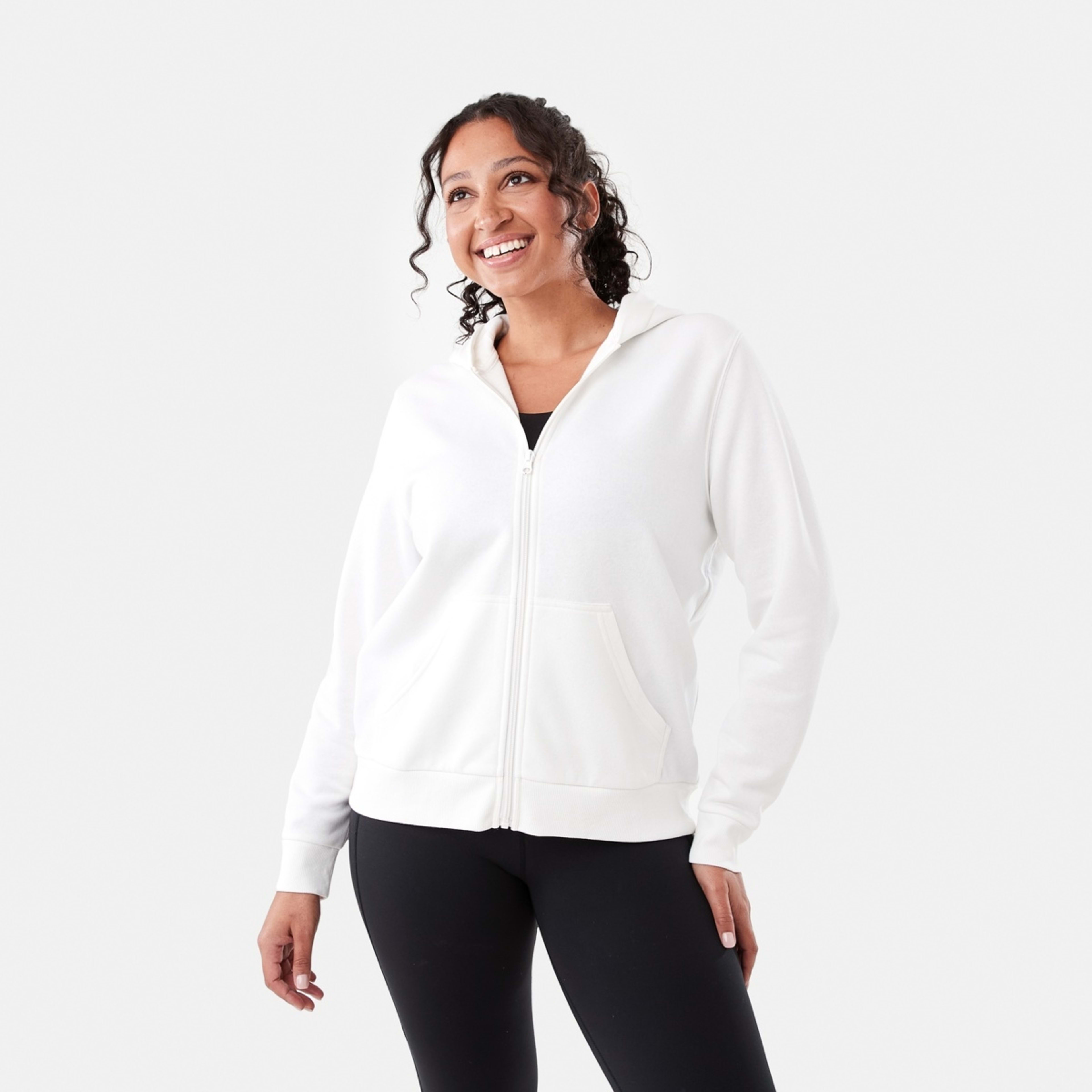 2 Active Womens Zip Through Hoodie Ecru, 2 of 7
