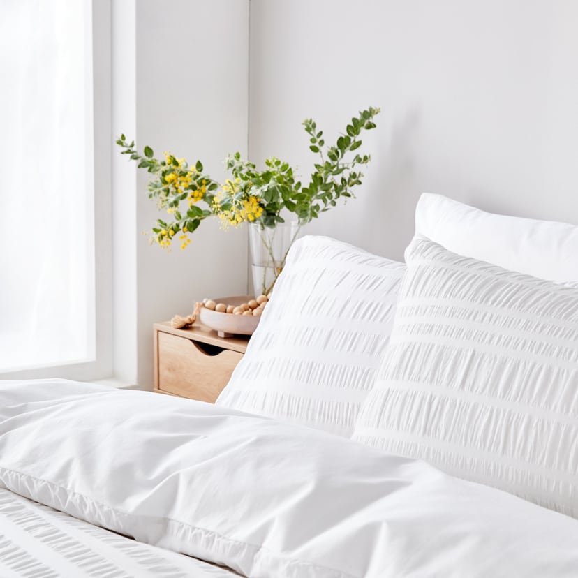 Amity Seersucker Quilt Cover Set Queen Bed, White Kmart