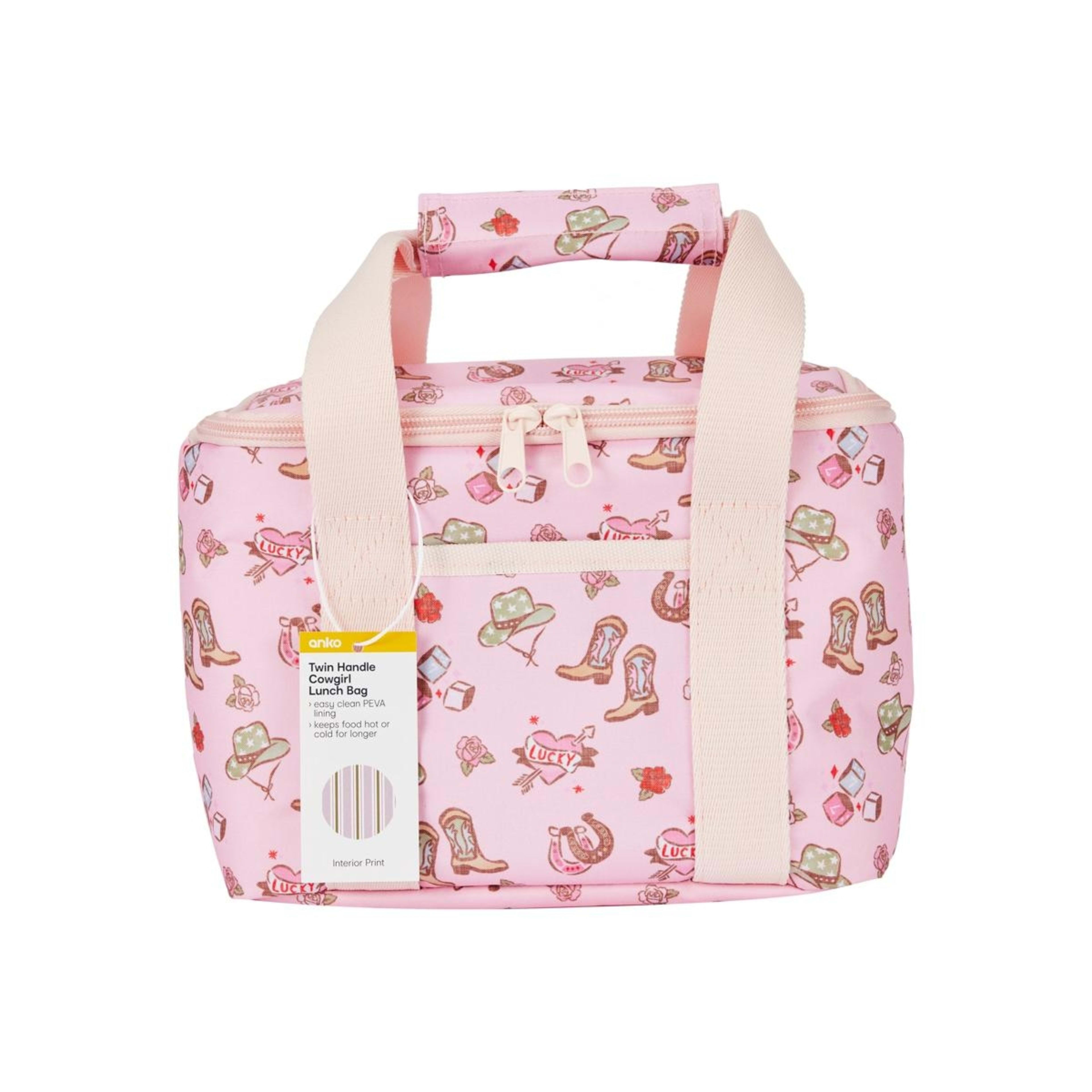 3 Twin Handle Cowgirl Lunch Bag - Pink, 3 of 3