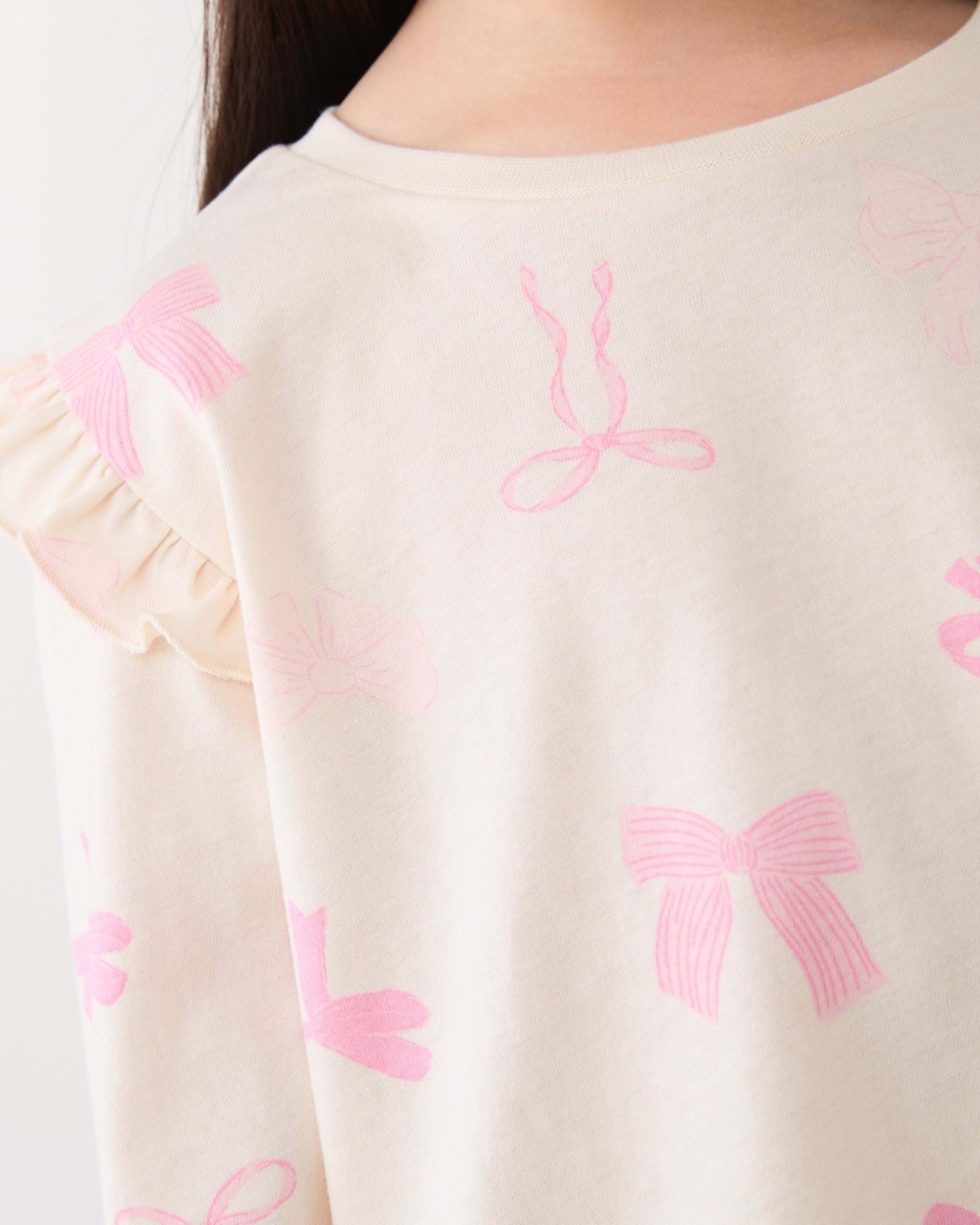4 Jersey Pyjama Set Wht Bow, 4 of 6