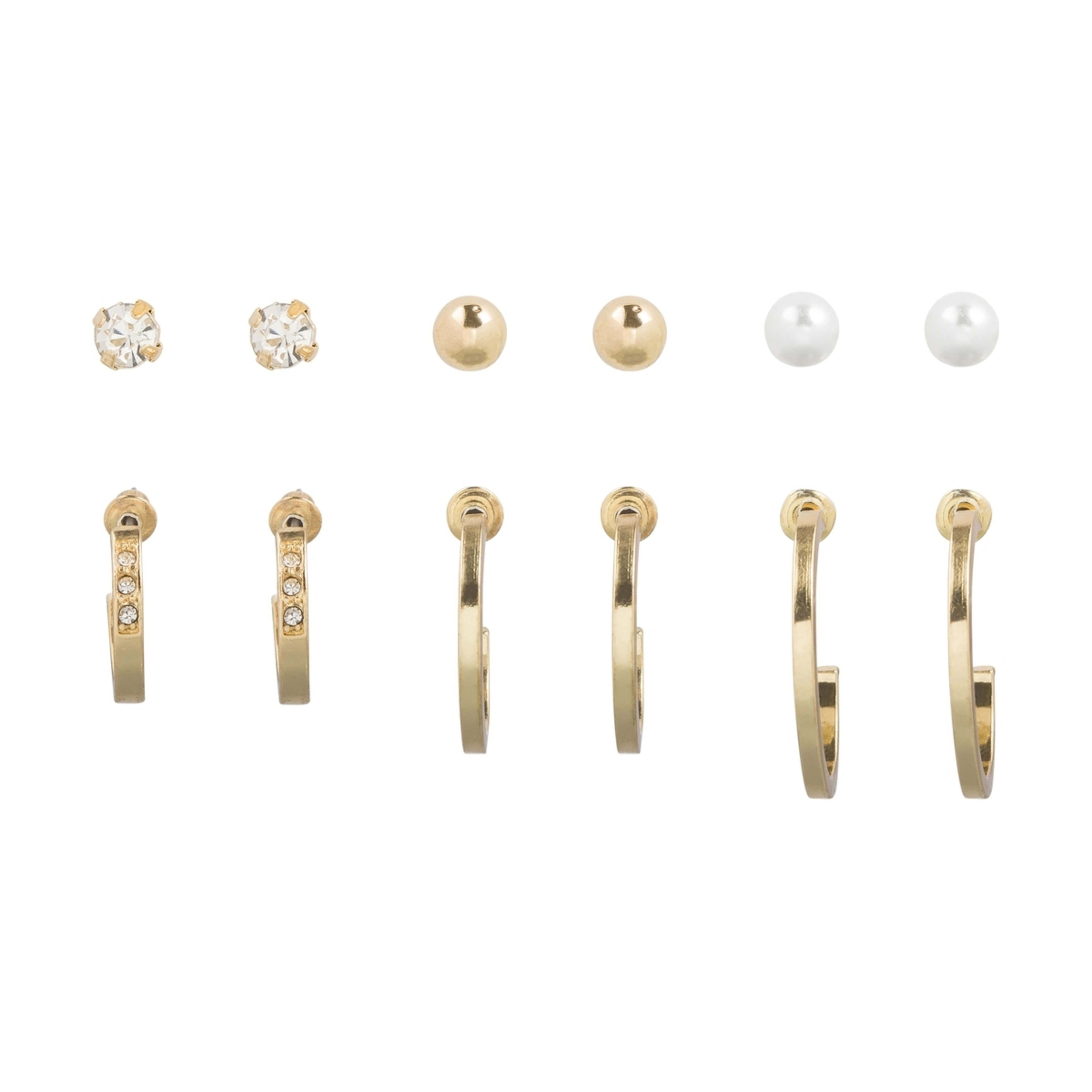 6 Pack Multiple Earrings Set Gold Tone Kmart