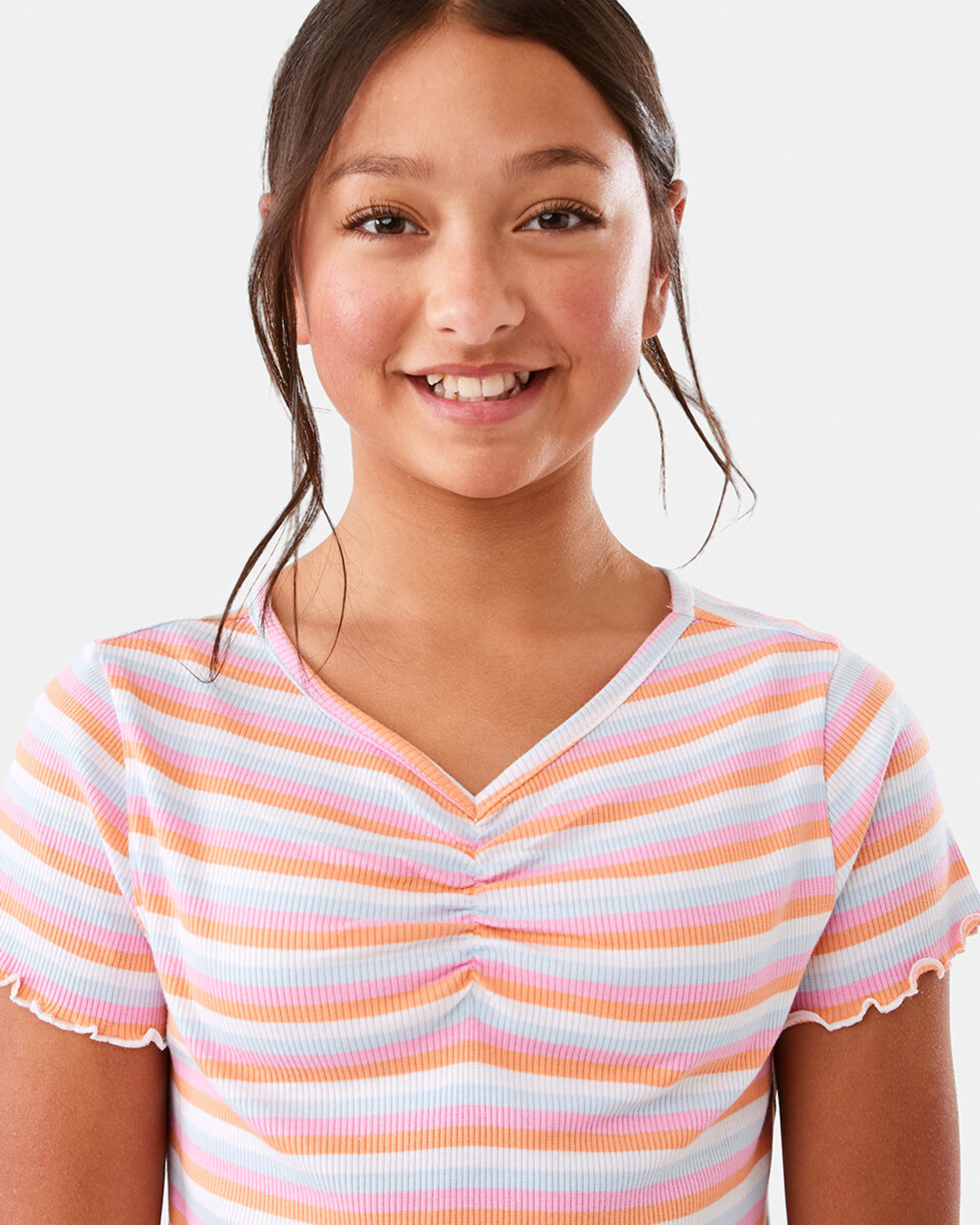 3 Ruched V-Neck Top Strpe Mlti, 3 of 10