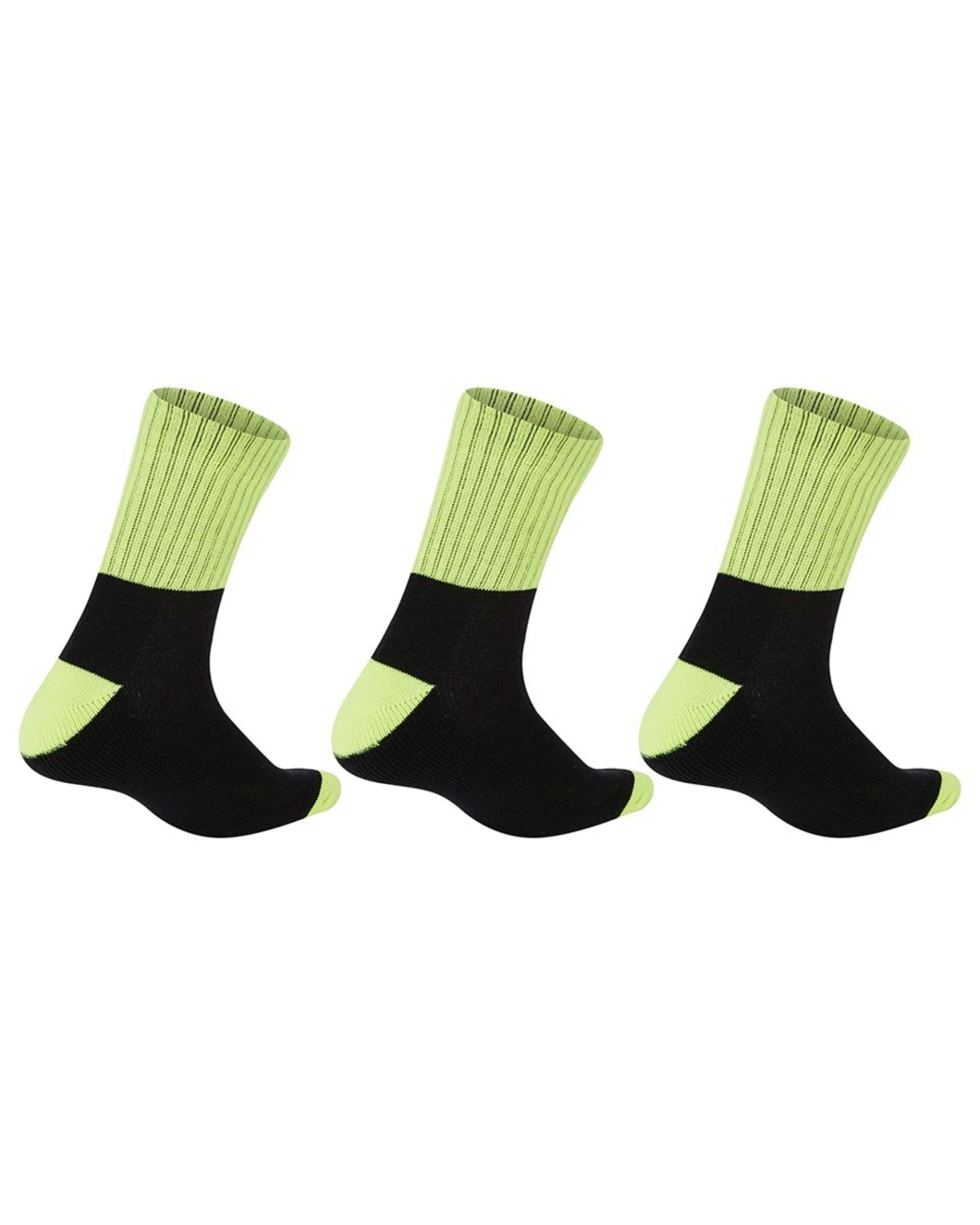 2 3 Pack Quarter Crew Work Socks BLACK YELLOW TOP, 2 of 3