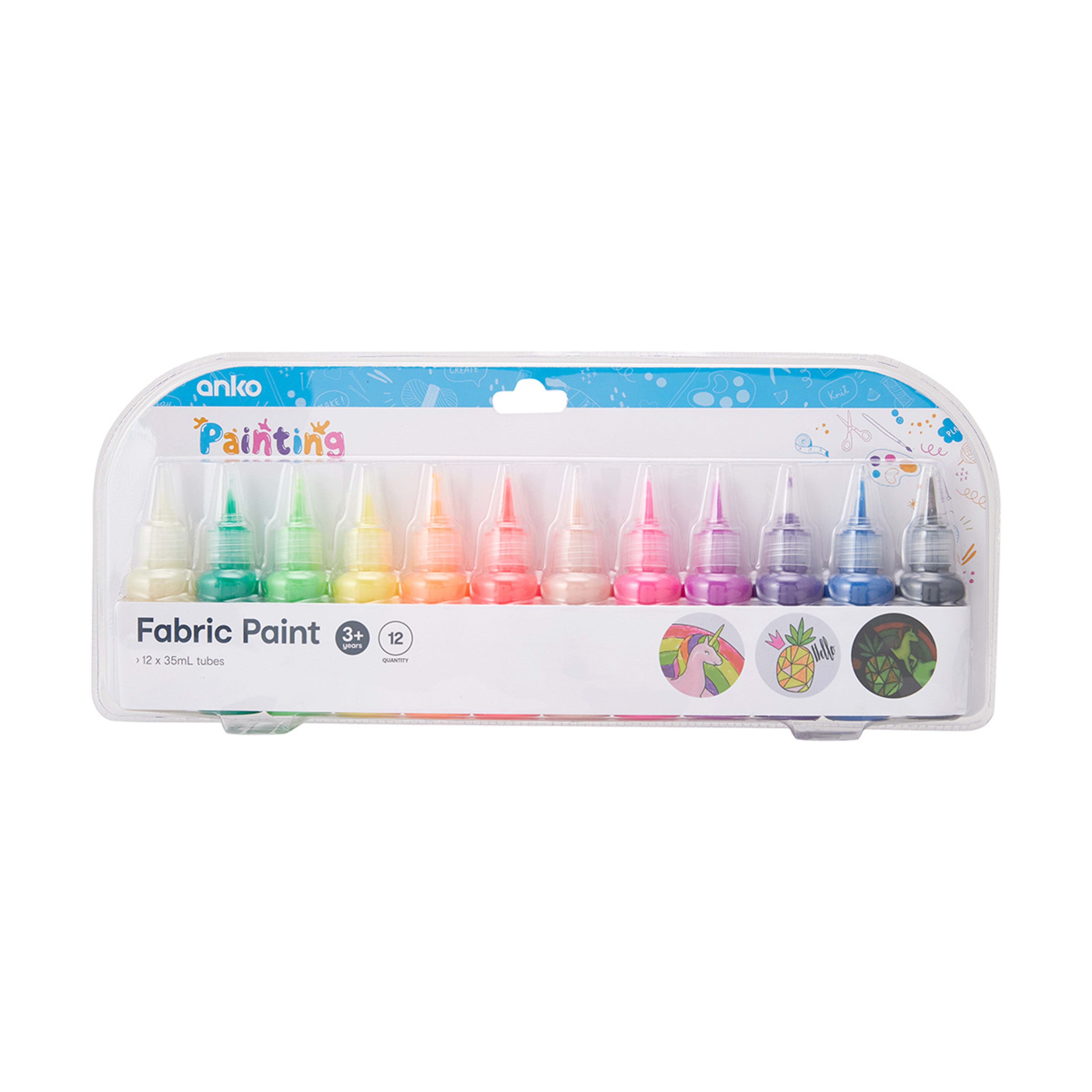 12 Pack Fabric Paint Kmart