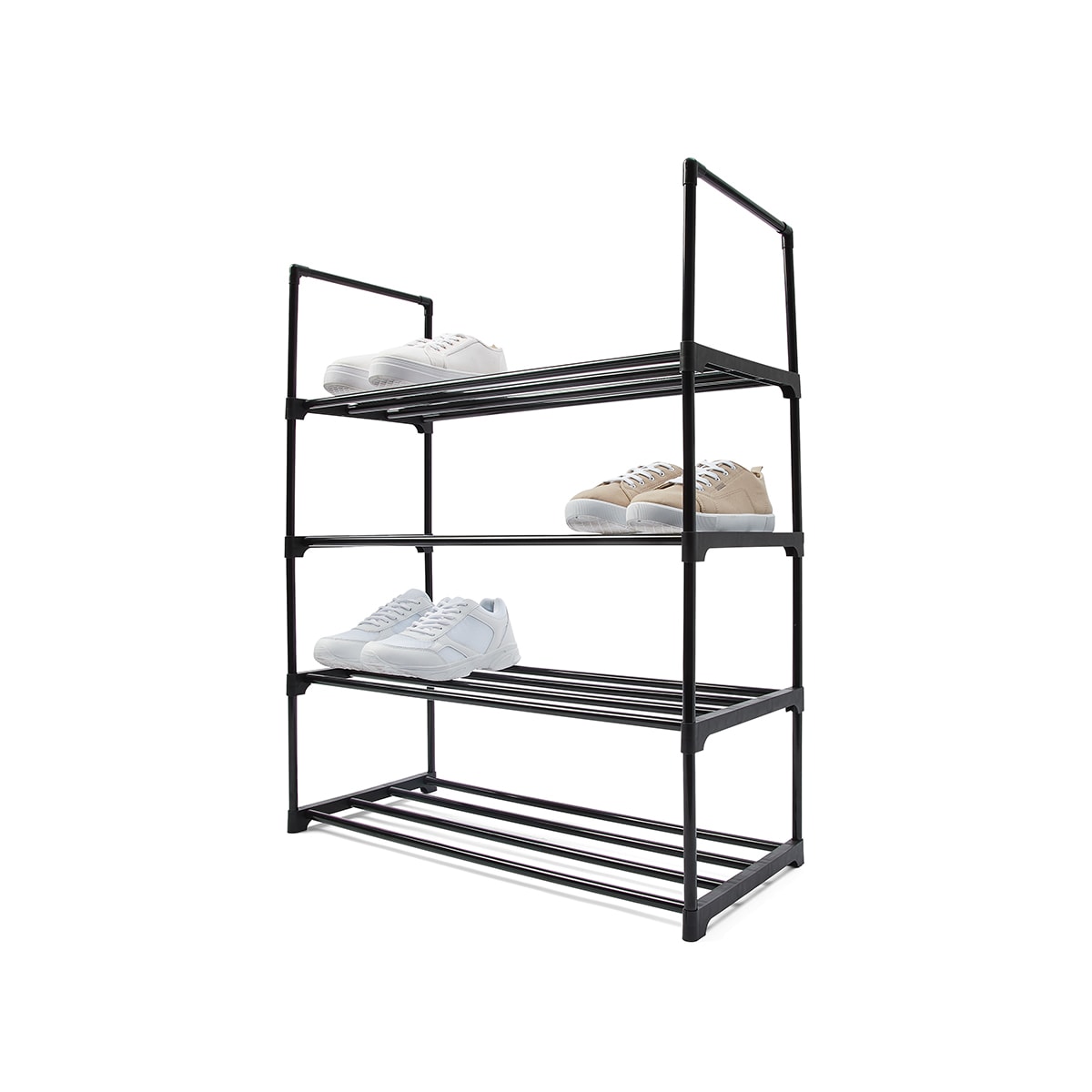 4 Tier Stackable Black Shoe Rack Kmart