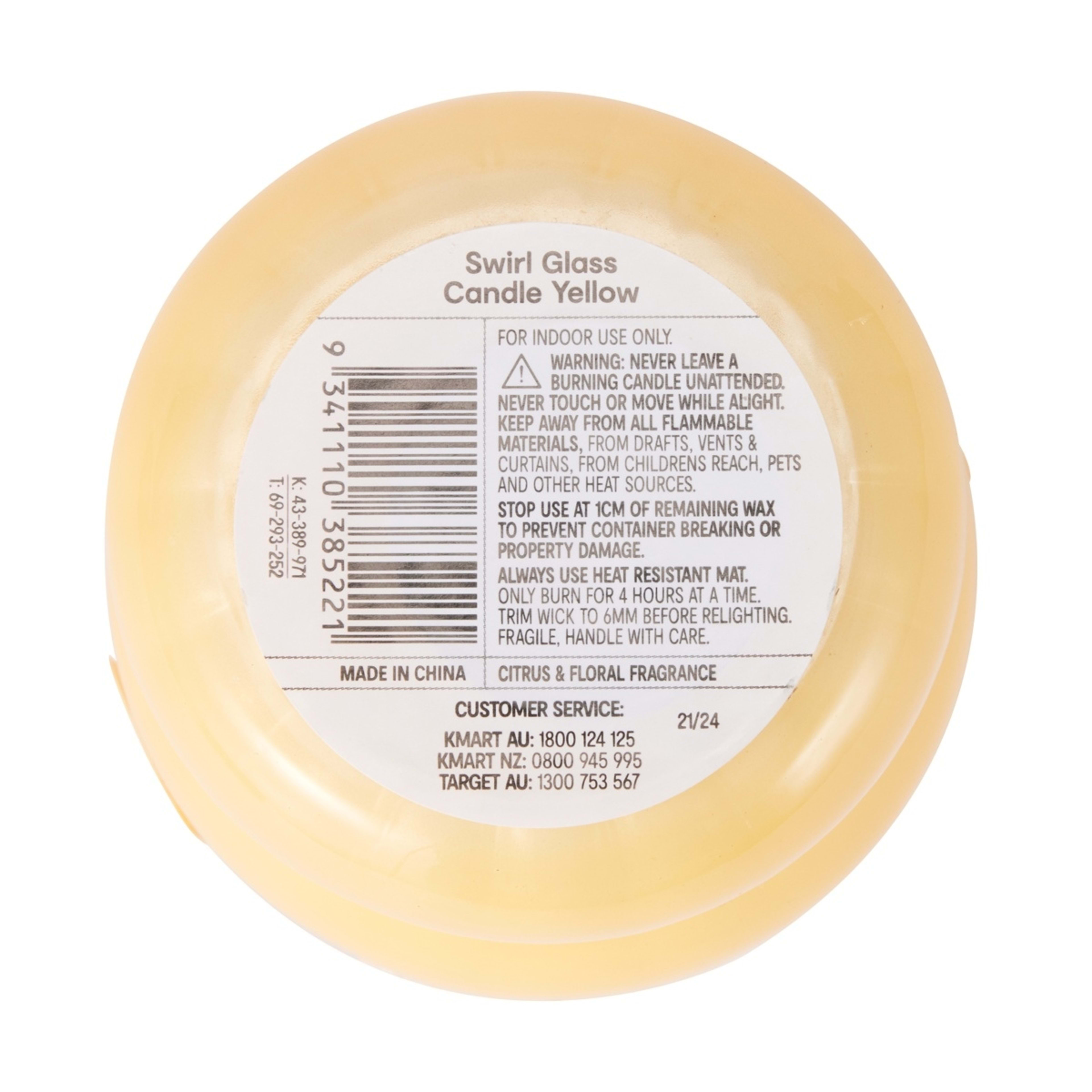 8 Citrus and Floral Swirl Glass Candle - Yellow, 8 of 8