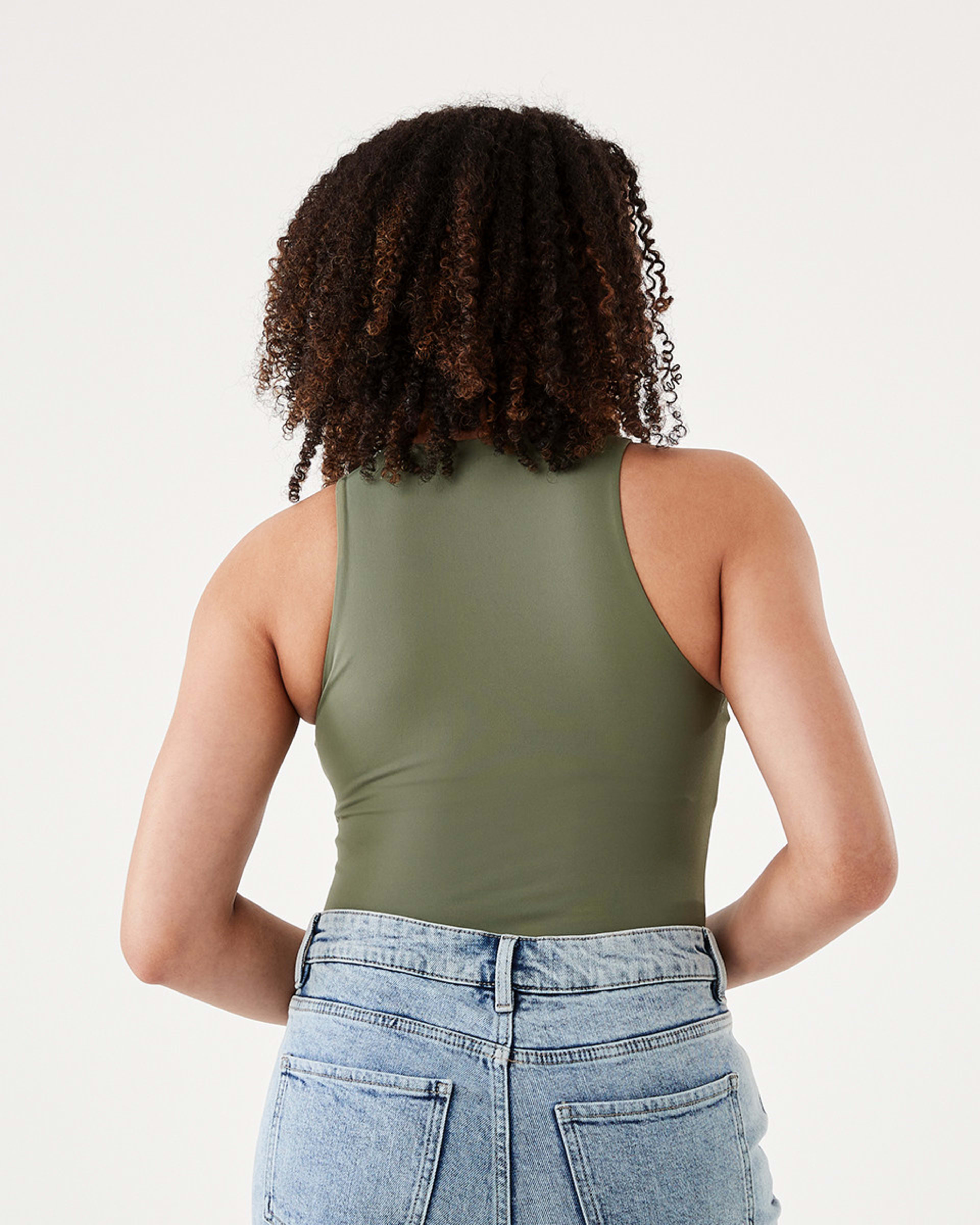 3 Sleeveless Halter Bodysuit Pale Khaki, 3 of 8